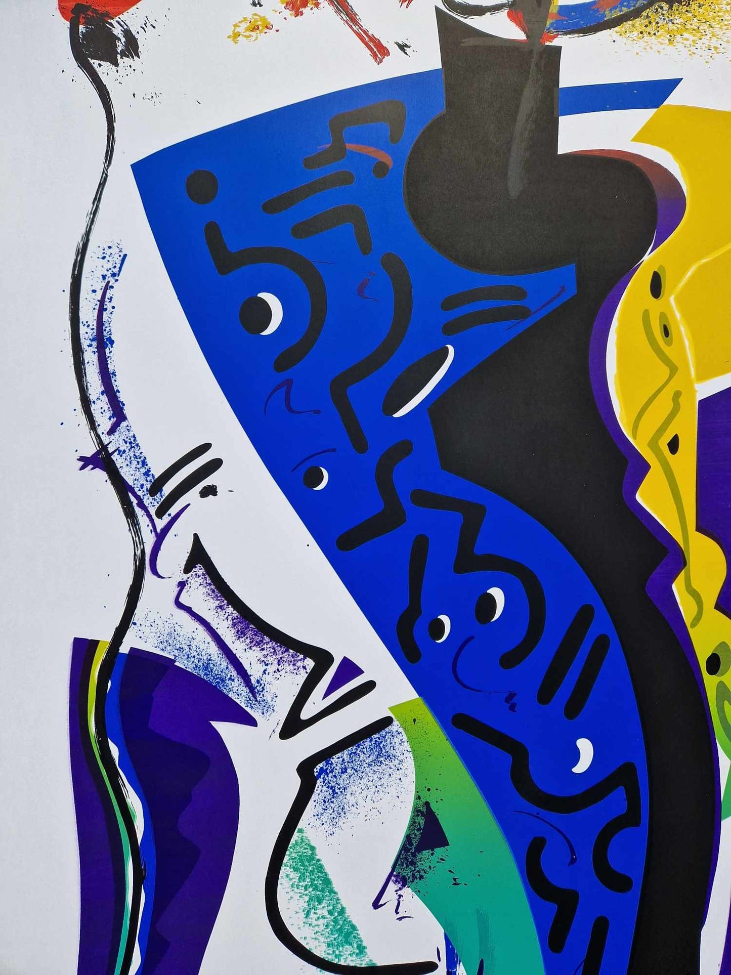 ALFRED GOCKEL - Abstract Composition in Blue & Gold (Unframed) Serigraph