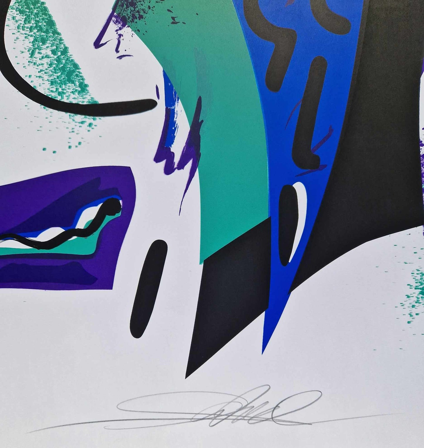 ALFRED GOCKEL - Abstract Composition in Blue & Gold (Unframed) Serigraph