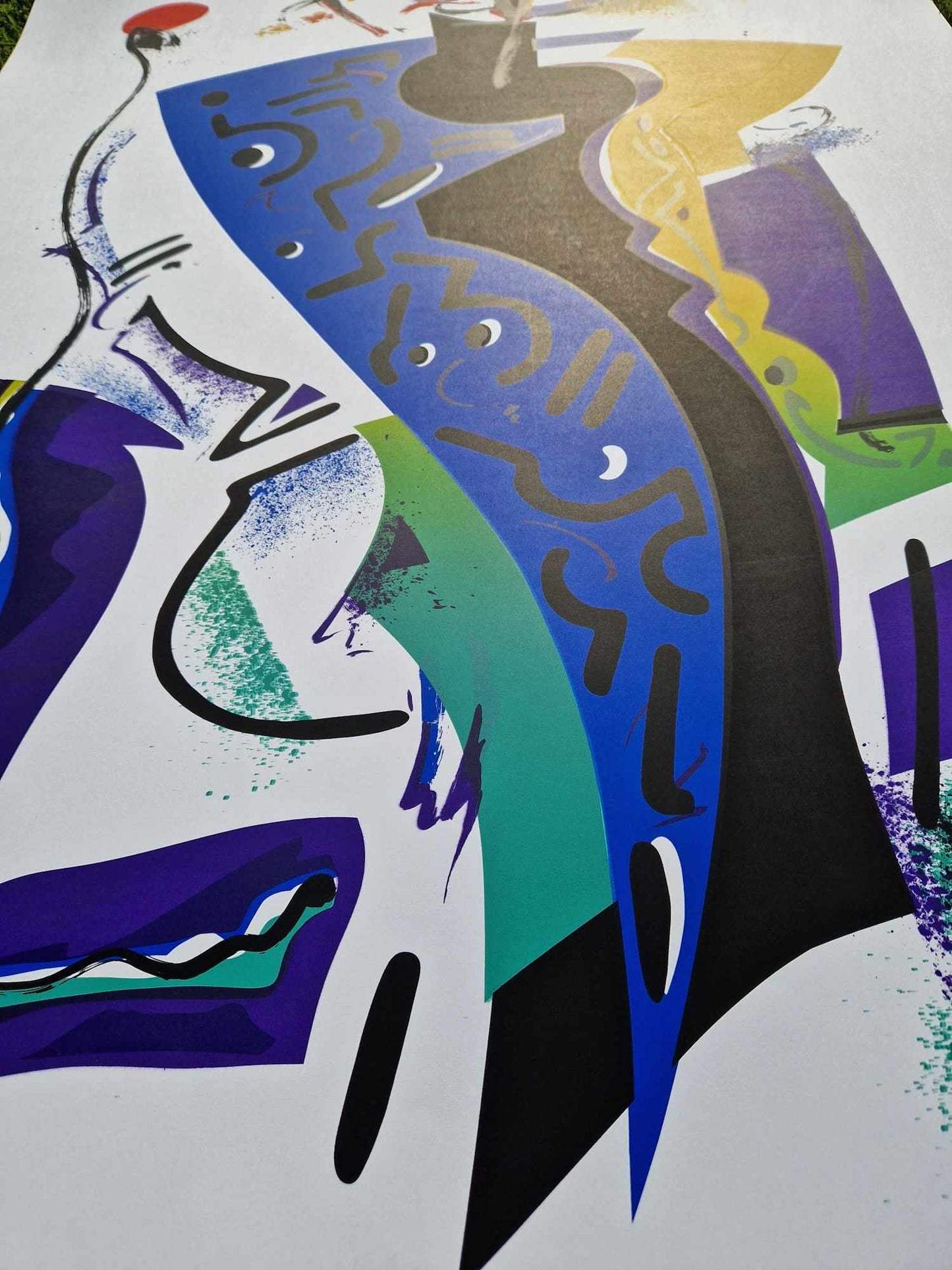 ALFRED GOCKEL - Abstract Composition in Blue & Gold (Unframed) Serigraph