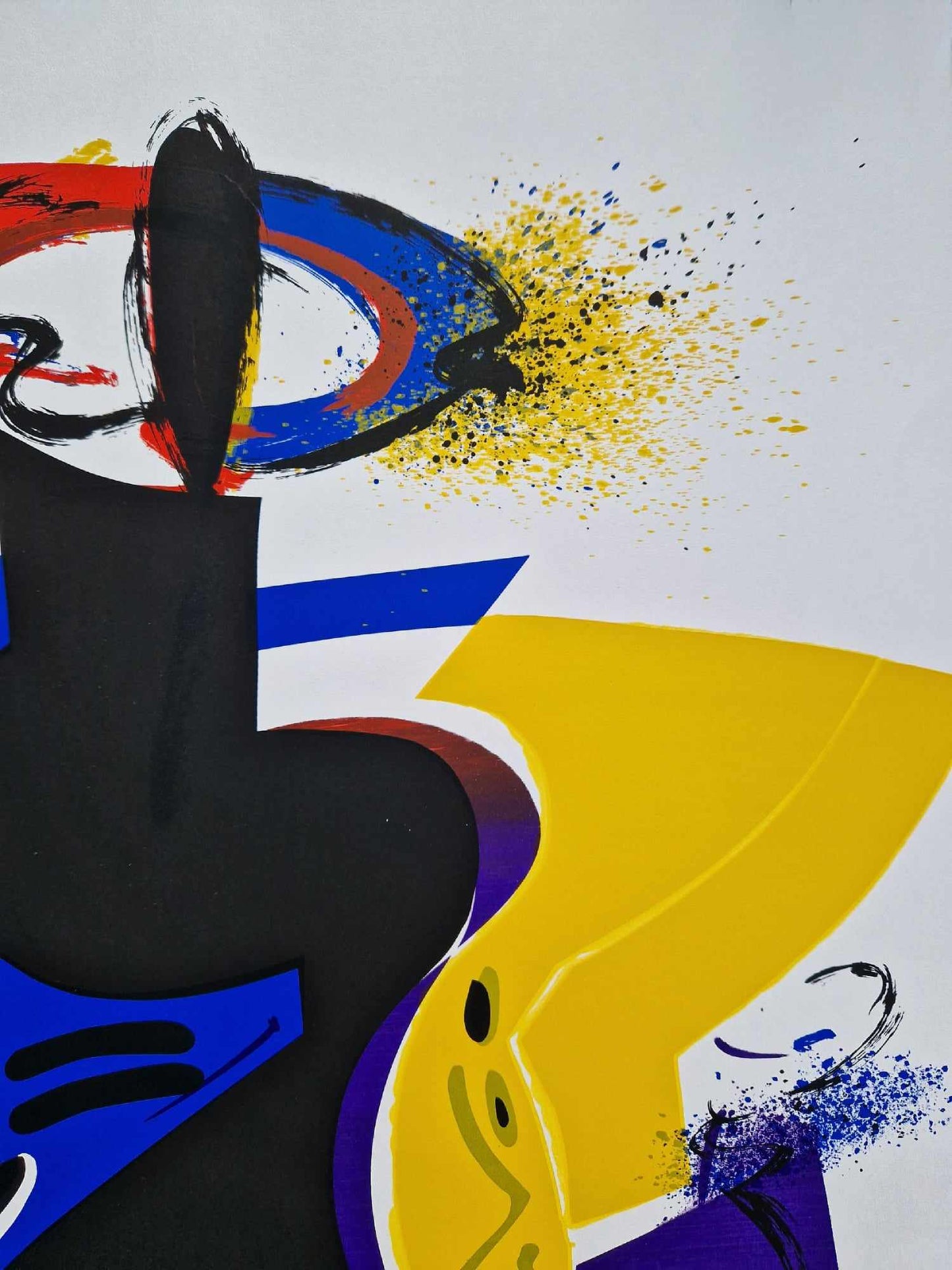 ALFRED GOCKEL - Abstract Composition in Blue & Gold (Unframed) Serigraph