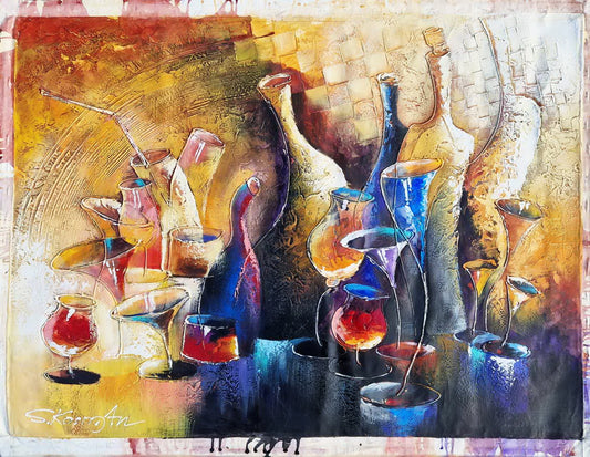 SHAUL KOSMAN - Midnight Celebration (UNIQUE - acrylic/oil painting) (Unframed)