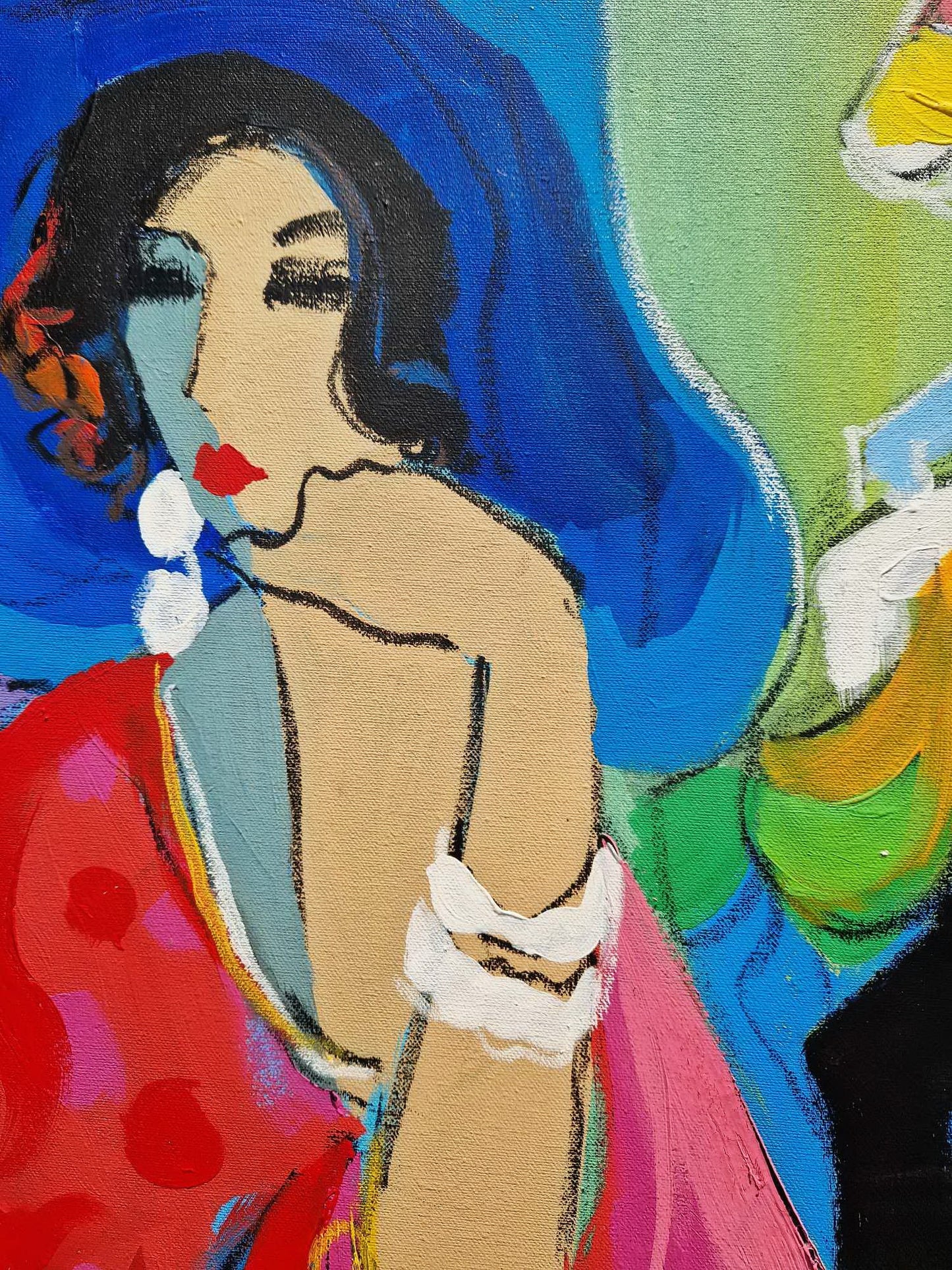 ISAAC MAIMON - Women in the Cafe (UNIQUE - oilpainting/acrylic) (Certificate)