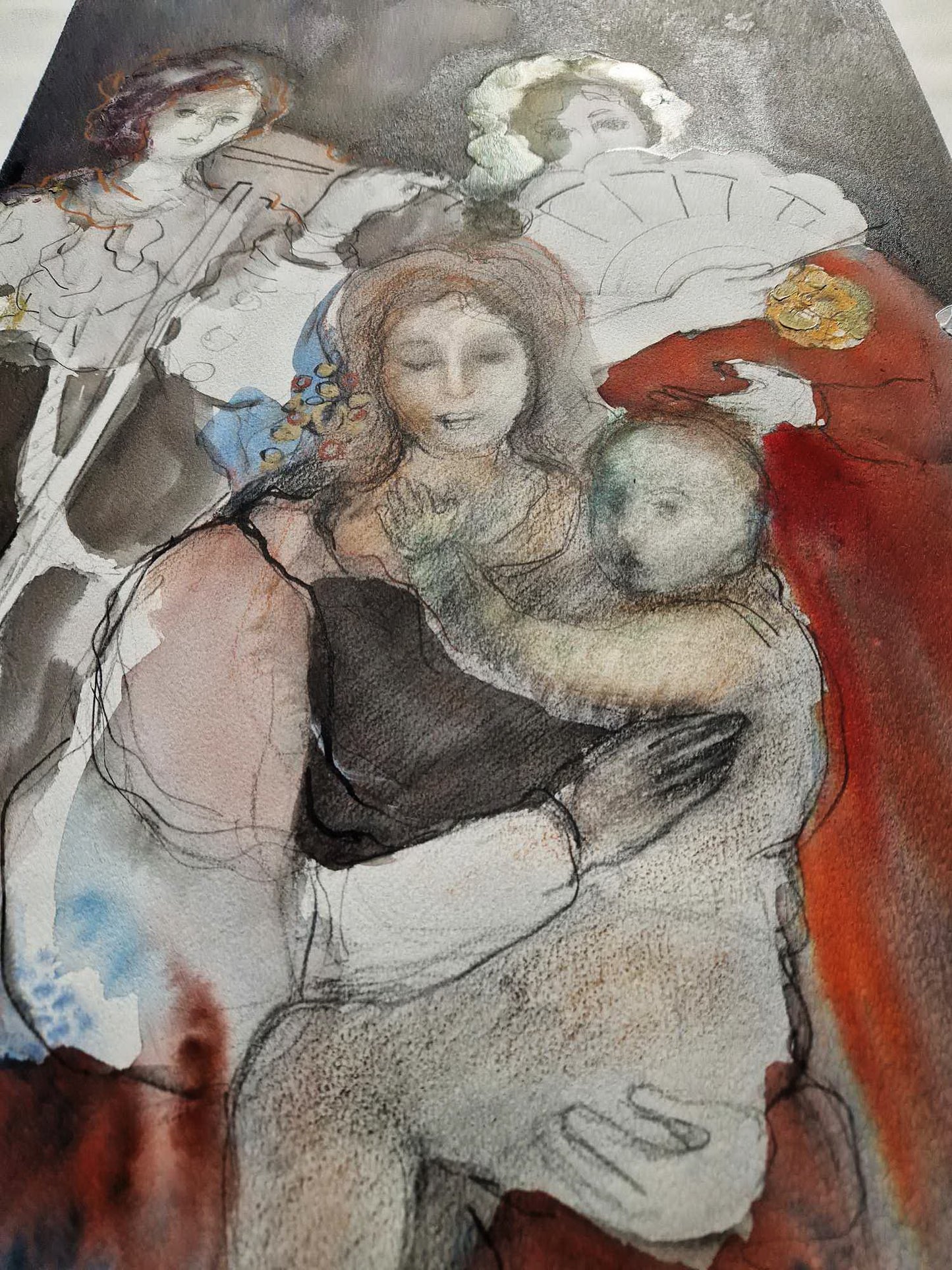 BATIA MAGAL - Symphony of Generations (UNIQUE - Watercolor / Mixed Media) (Unframed)