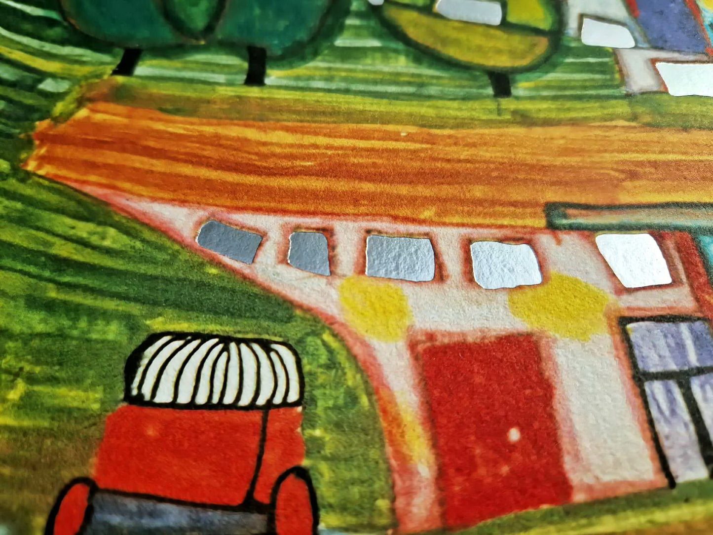 FRIEDENSREICH HUNDERTWASSER - The Houses Hanging Underneath the Woods (Unframed) + CERTIFICATE, Granolithograph