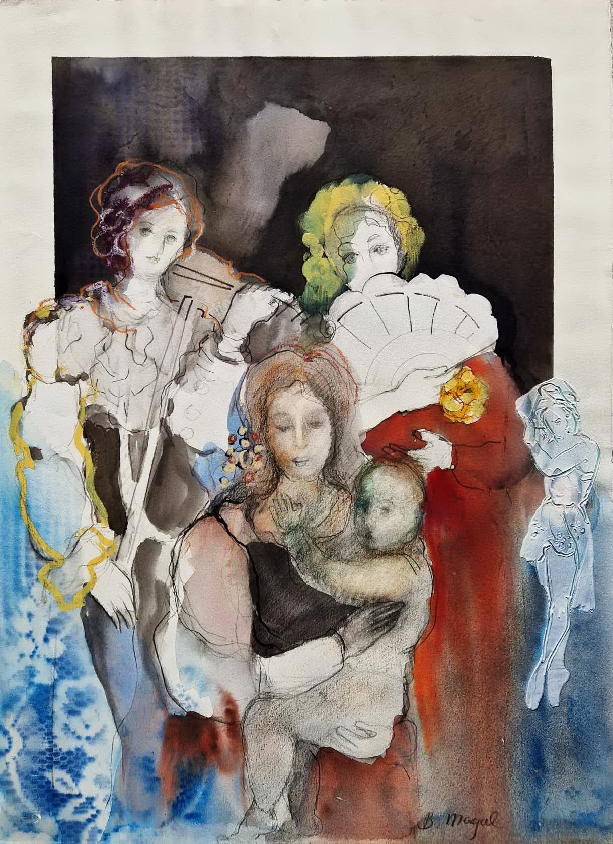 BATIA MAGAL - Symphony of Generations (UNIQUE - Watercolor / Mixed Media) (Unframed)