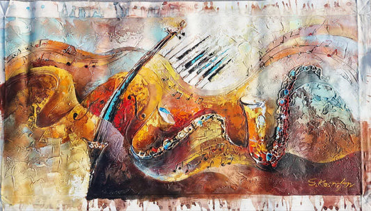 SHAUL KOSMAN - The Jazz Duet  (UNIQUE - acrylic/oil painting) (Unframed)