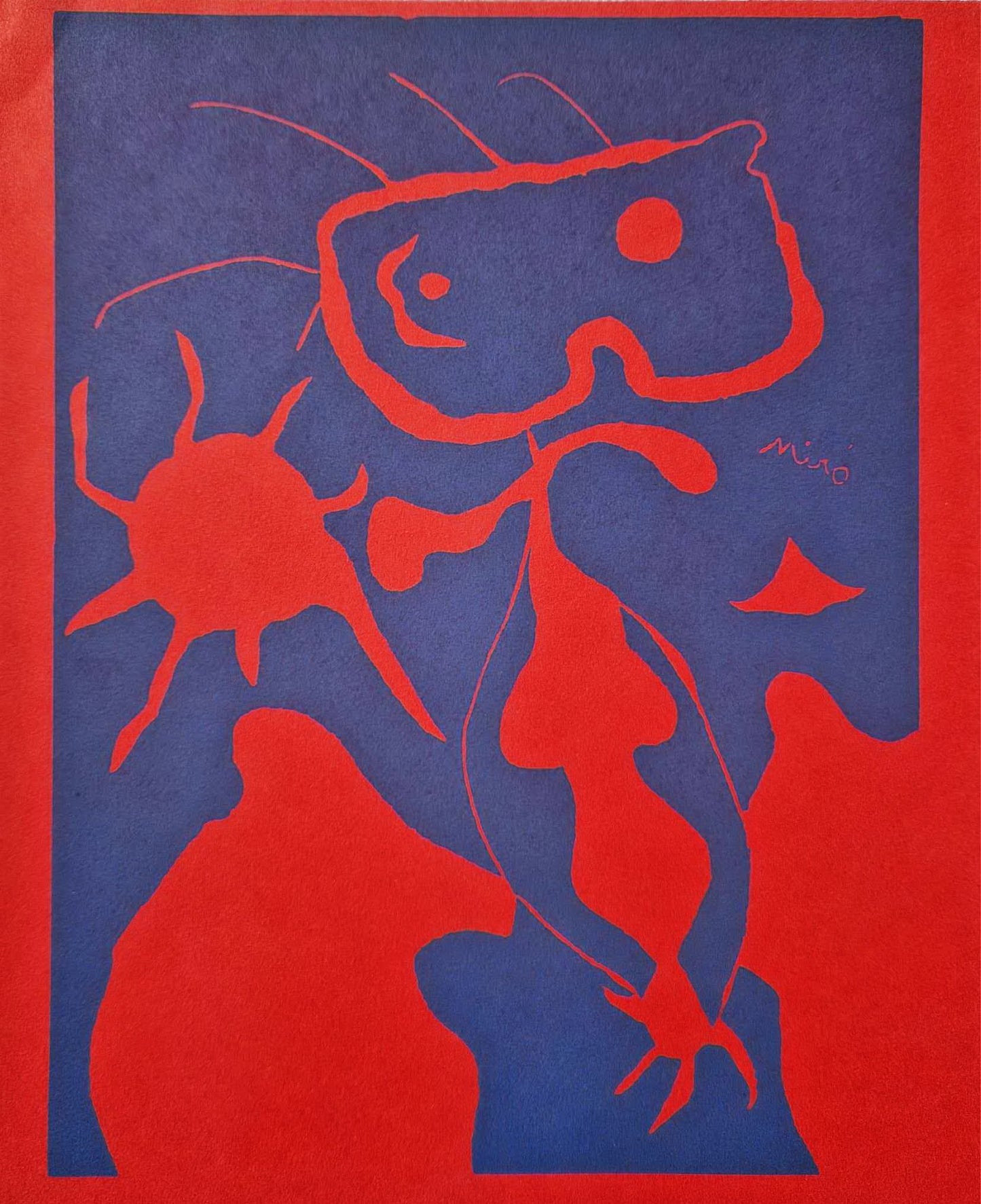 JOAN MIRO - Man with the Red Sun (1959) (Unframed) Linocut