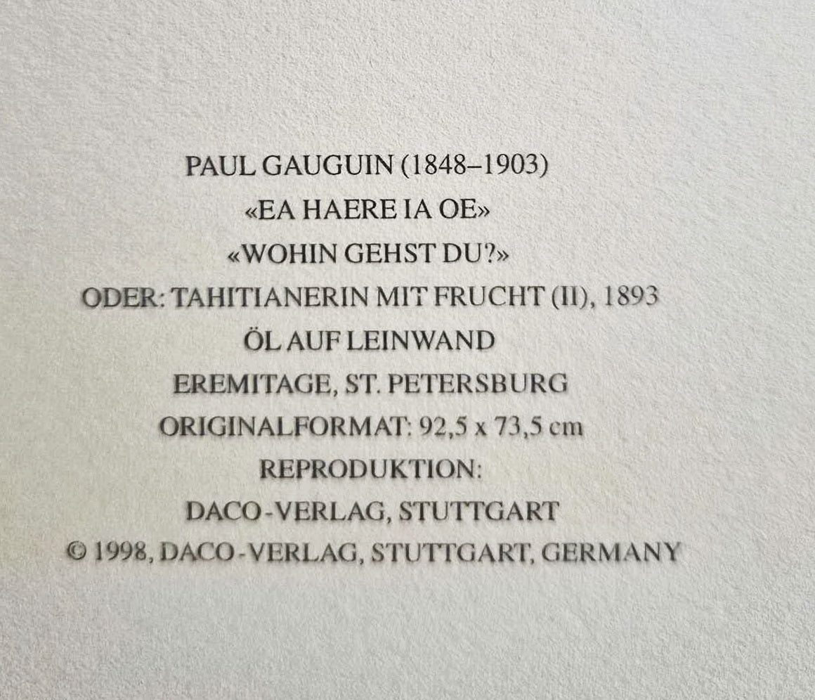 PAUL GAUGUIN - Ea Haere Ia Oe (Unframed),Granolithograph