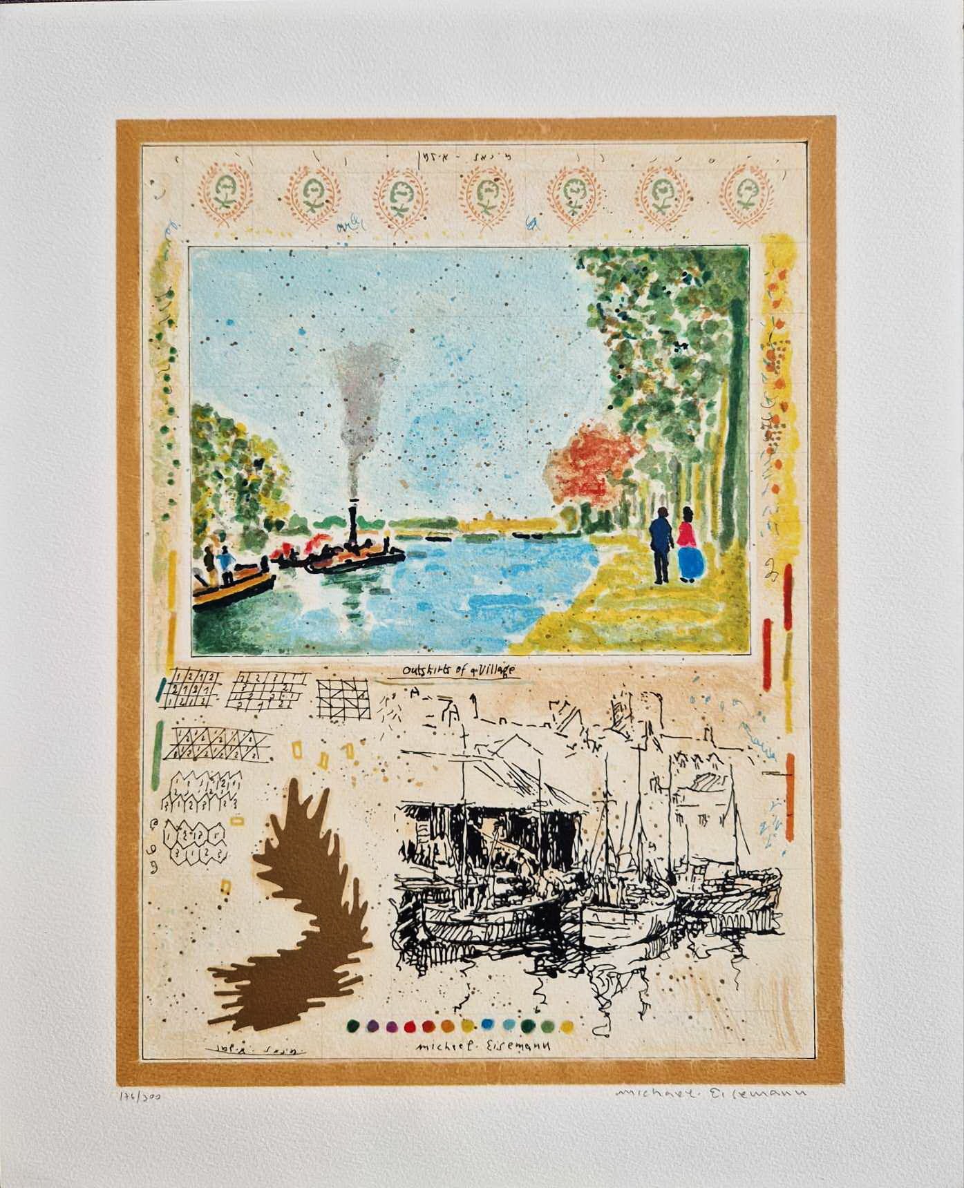 MICHAEL EISEMANN - Okraj dediny (Nerámovaná) Litografia