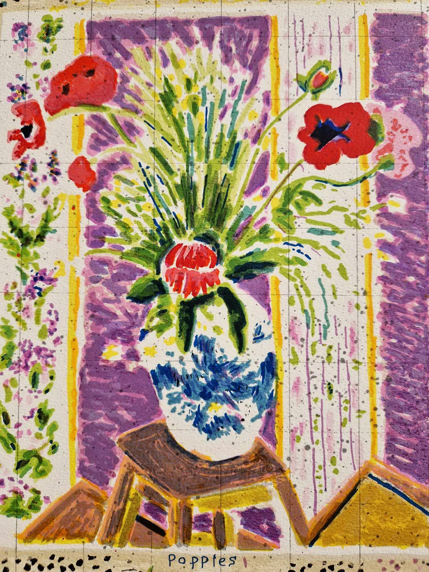 MICHAEL EISEMANN - Litografia vlčieho maku (bez rámu).