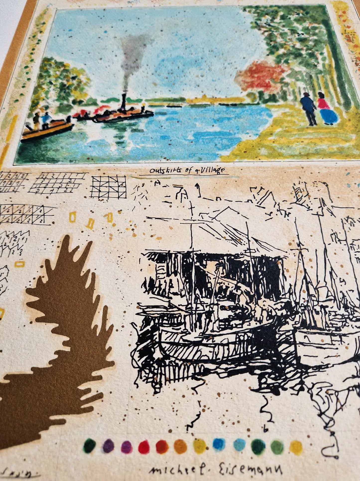 MICHAEL EISEMANN - Okraj dediny (Nerámovaná) Litografia