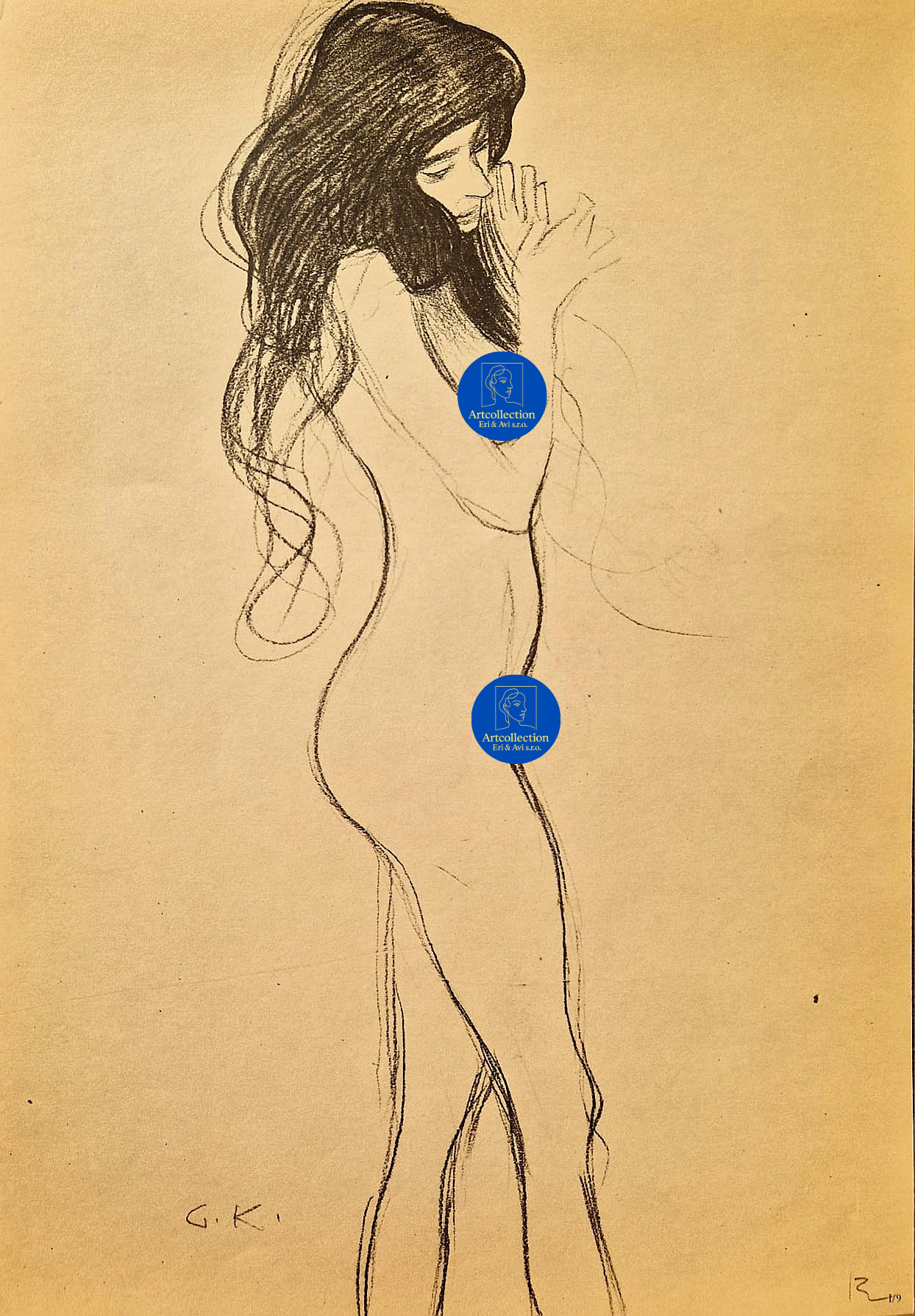 GUSTAV KLIMT - Stojaca ženská postava z profilu II (bez rámu), litografická tlač