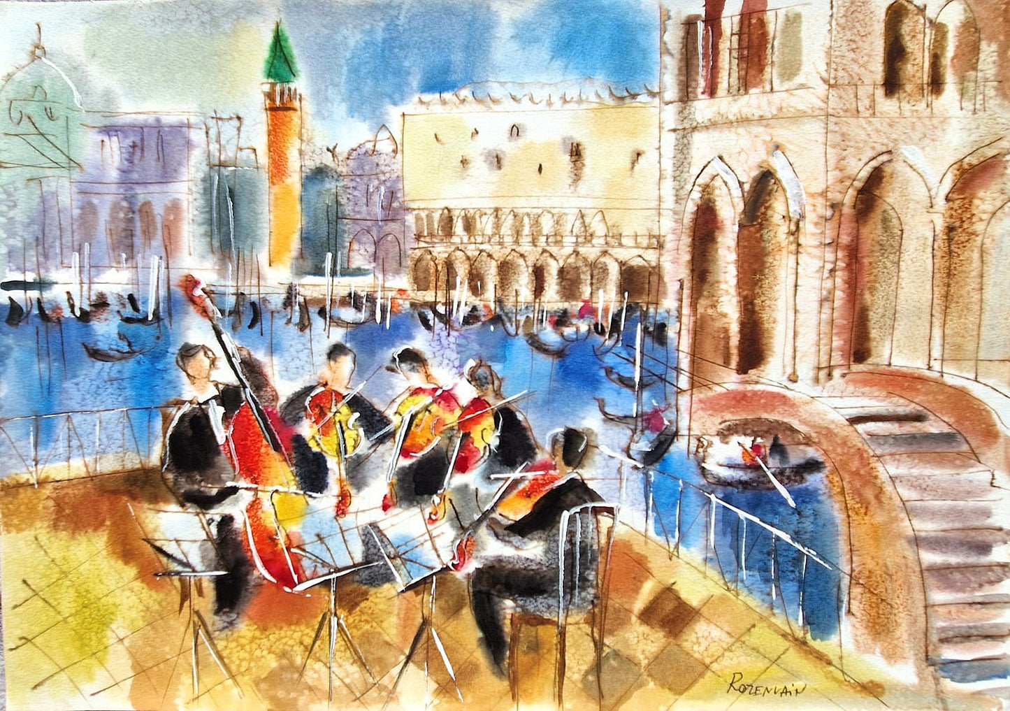 MICHAEL ROZENVAIN - Summer Sonata (UNIQUE - Watercolor) (Unframed)