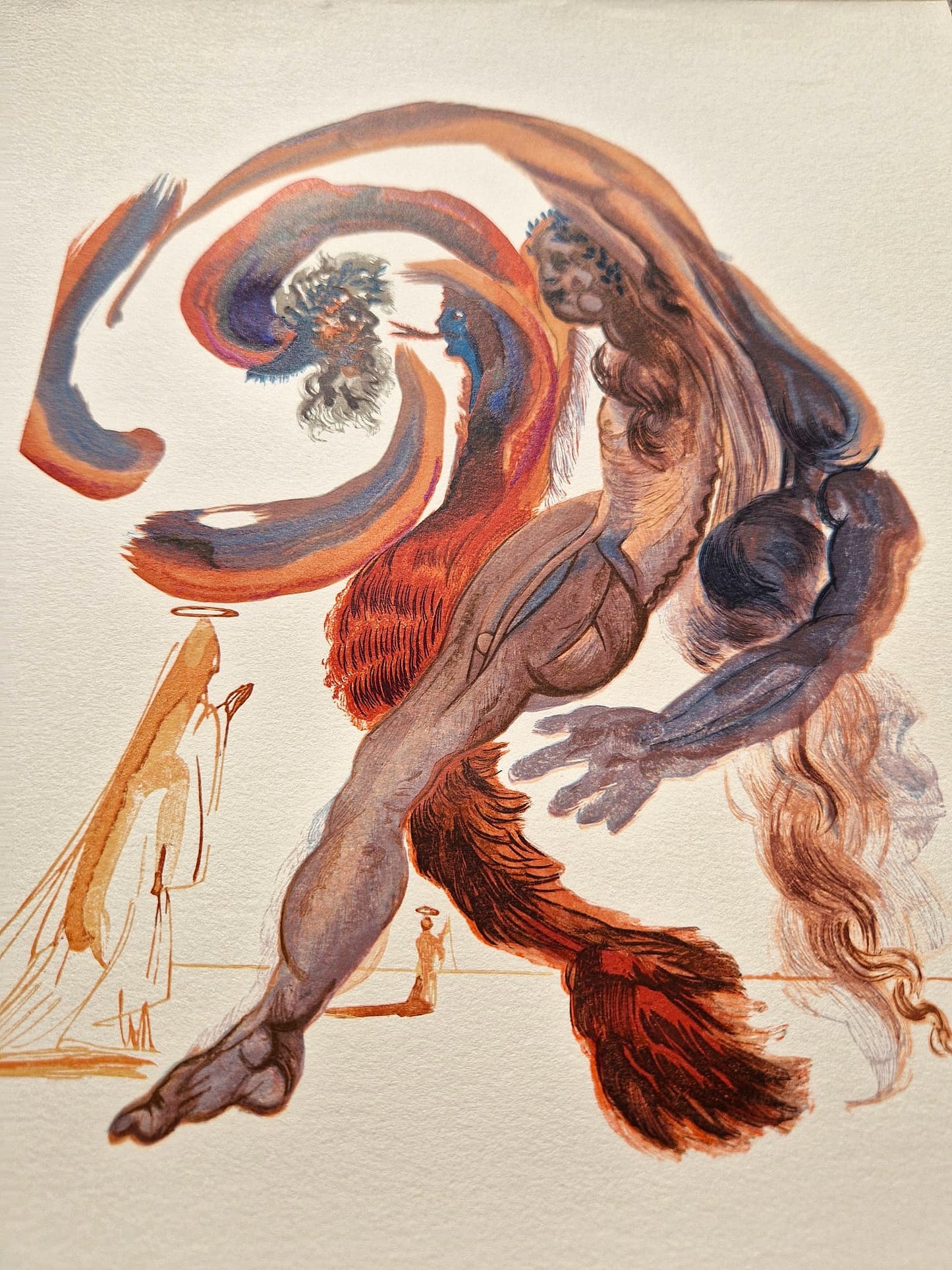 SALVADOR DALI - Lenivec (Dante - Božská komédia) (Bez rámu) Drevoryt