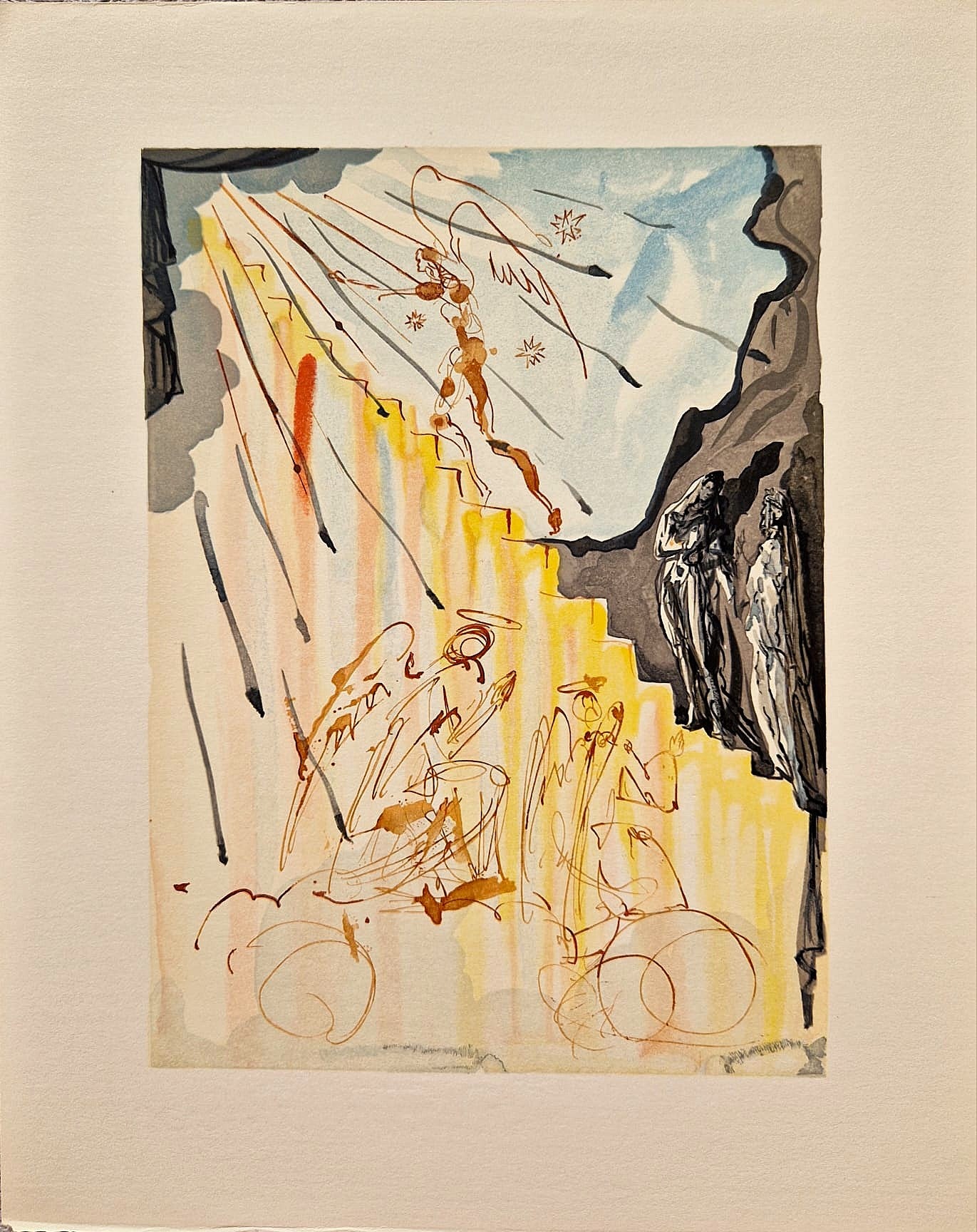 SALVADOR DALI - Nebeské schodisko (Dante - Božská komédia) (Bez rámu) Drevoryt
