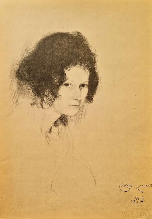 GUSTAV KLIMT - Portrét mladej ženy (bez rámu), litografická tlač