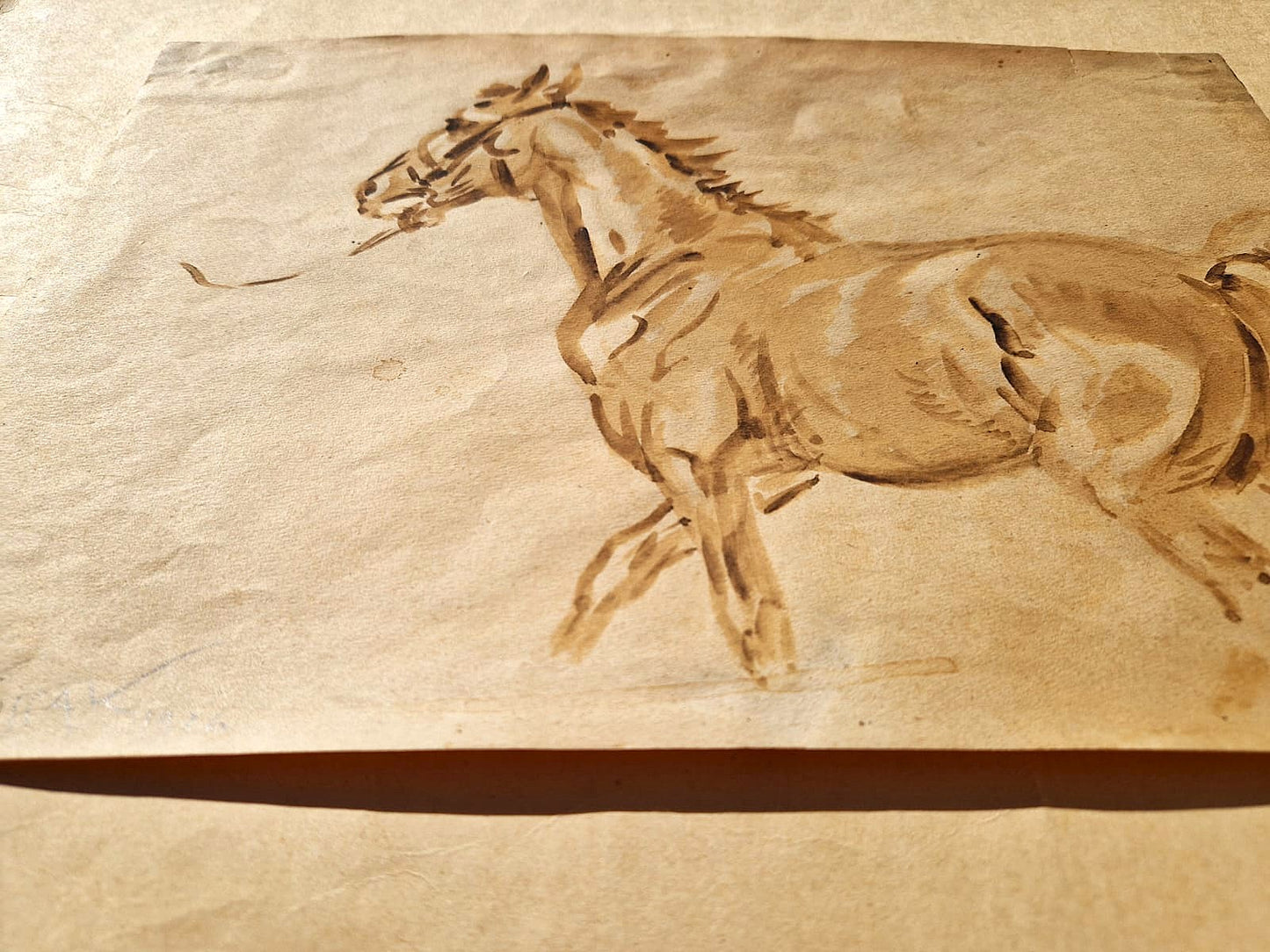Karol Kossak - Trotting Horse (UNIQUE - Watercolor) (Unframed)