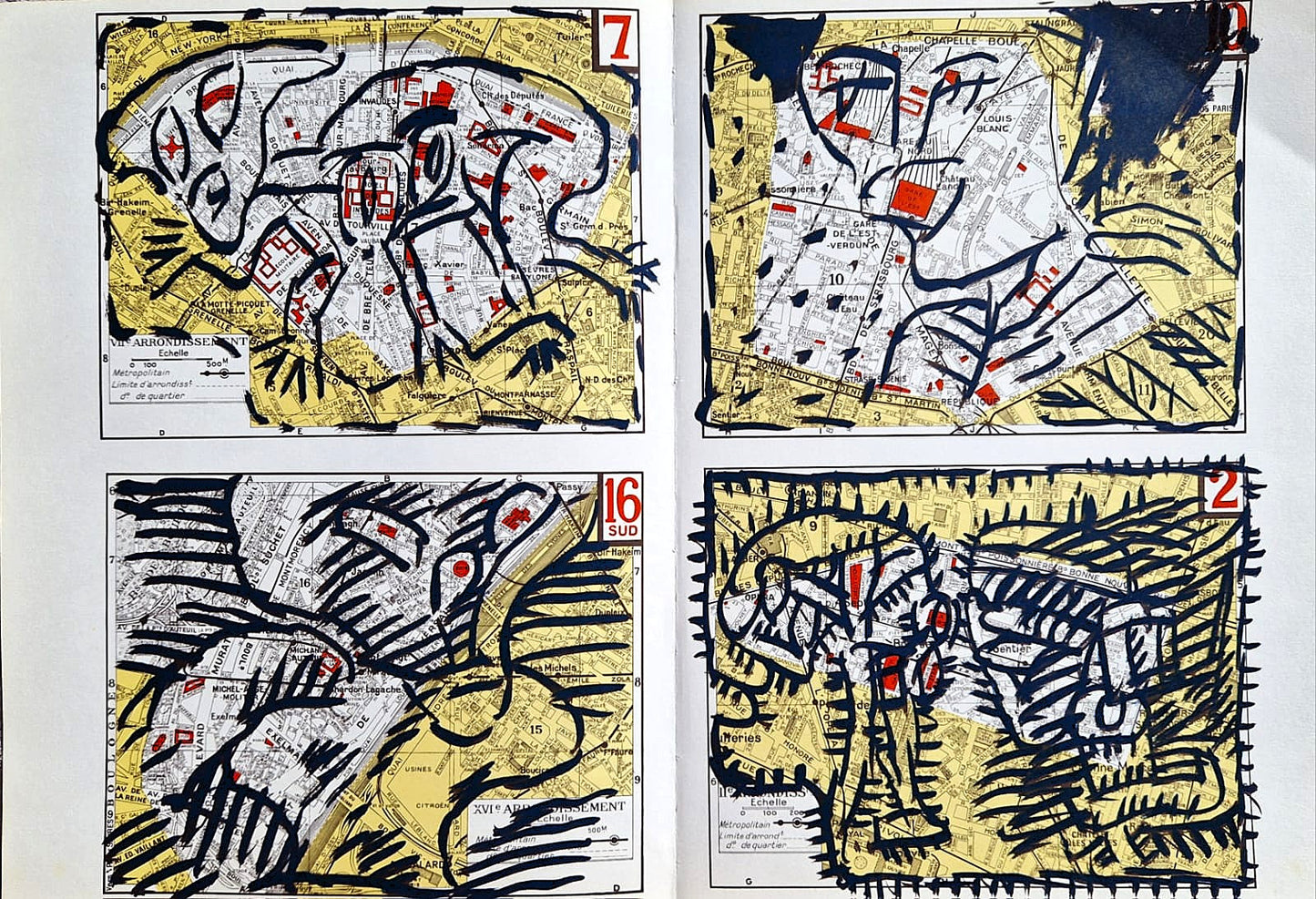 PIERRE ALECHINSKY – Quatre arrondissements (Nezarámované), Litografia