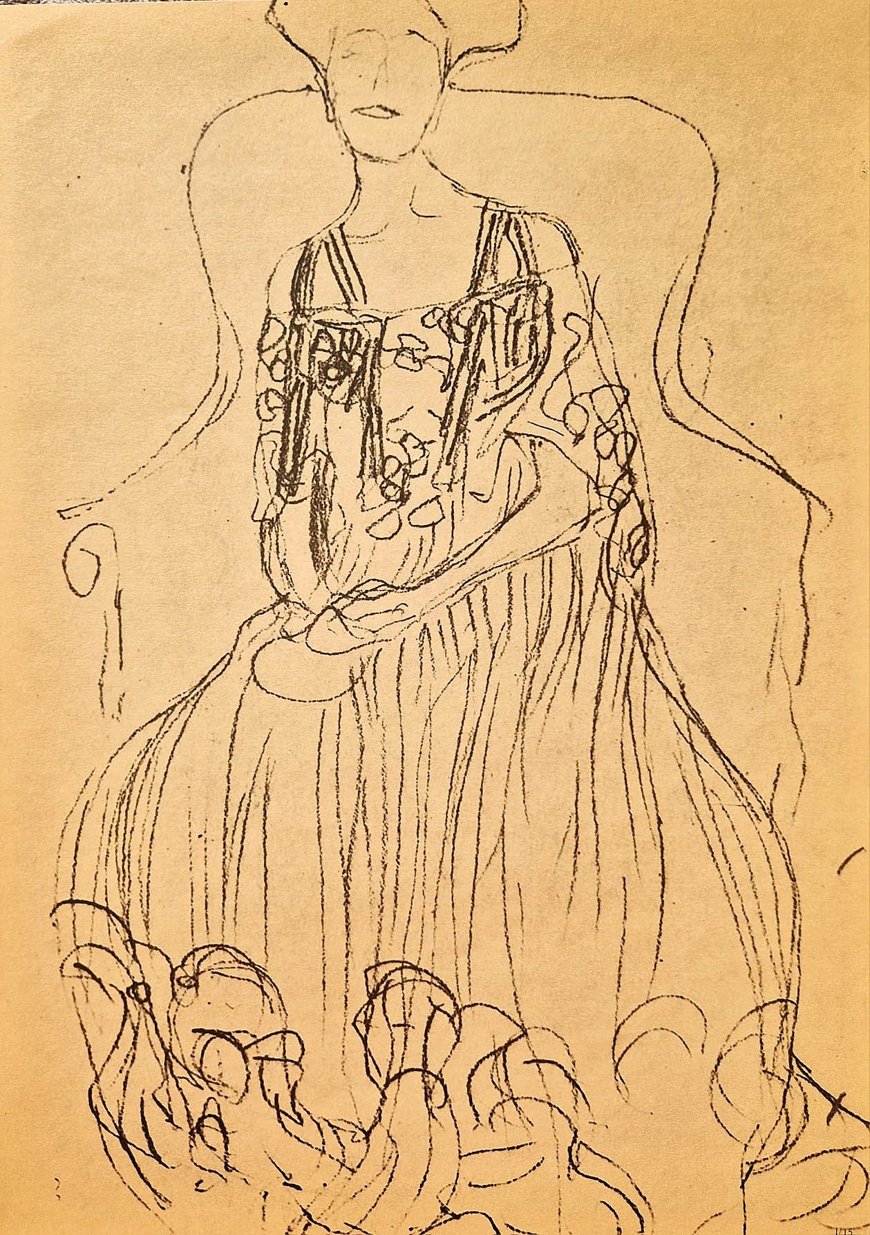 GUSTAV KLIMT – Štúdia pre Portrét Adele Bloch-Bauer I (bez rámu), litografická tlač