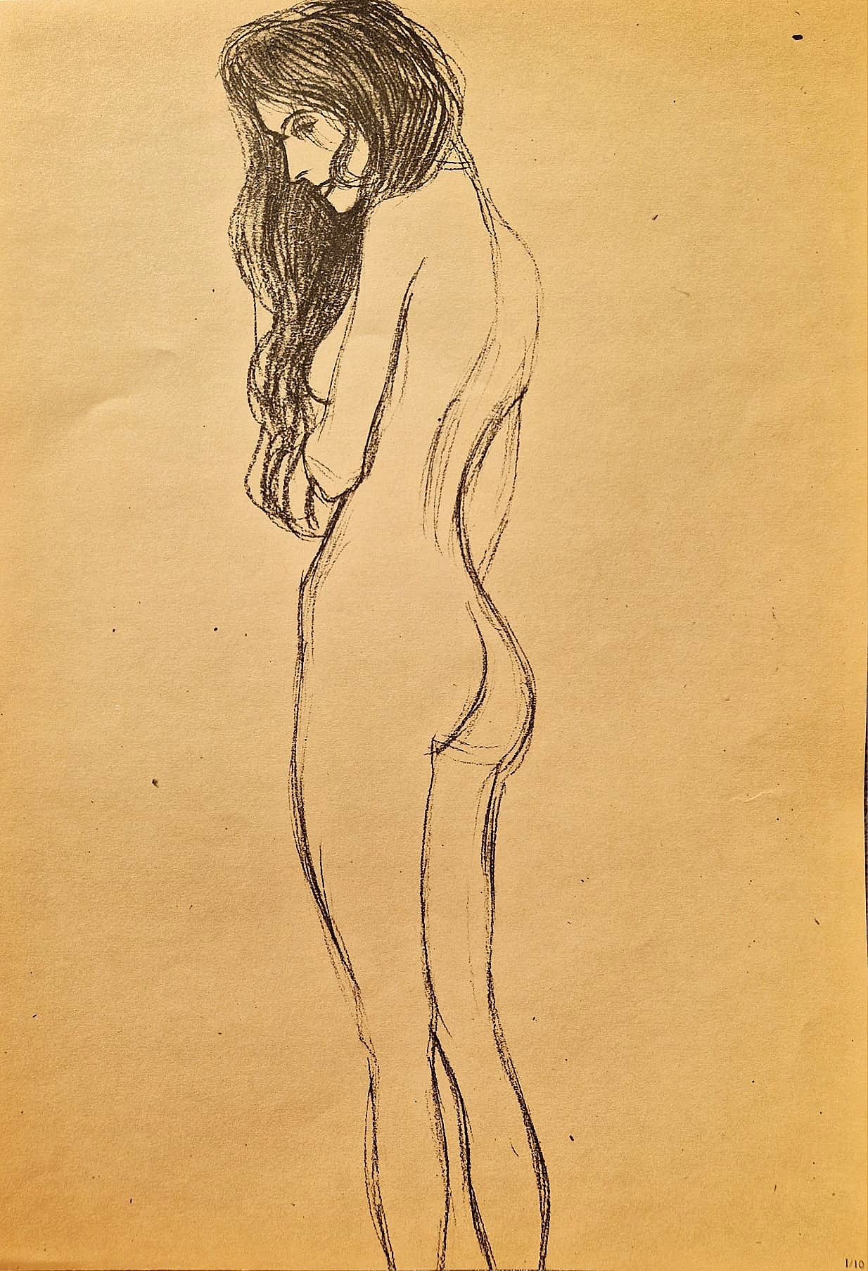GUSTAV KLIMT – Stojaci ženský akt v profile I (Bez rámu), litografická tlač