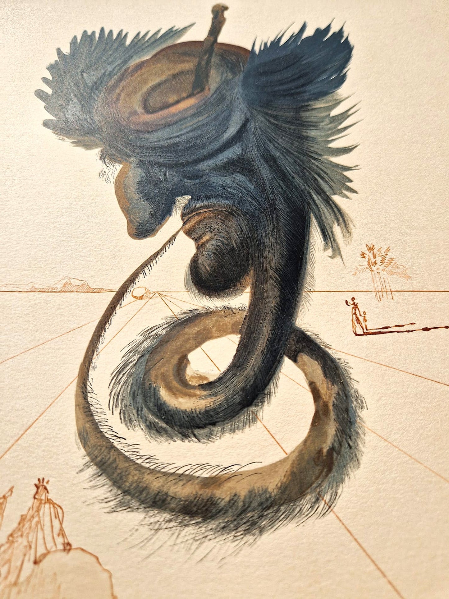 SALVADOR DALI - Čierny cherubín (Dante - Božská komédia) (Bez rámu) Drevoryt