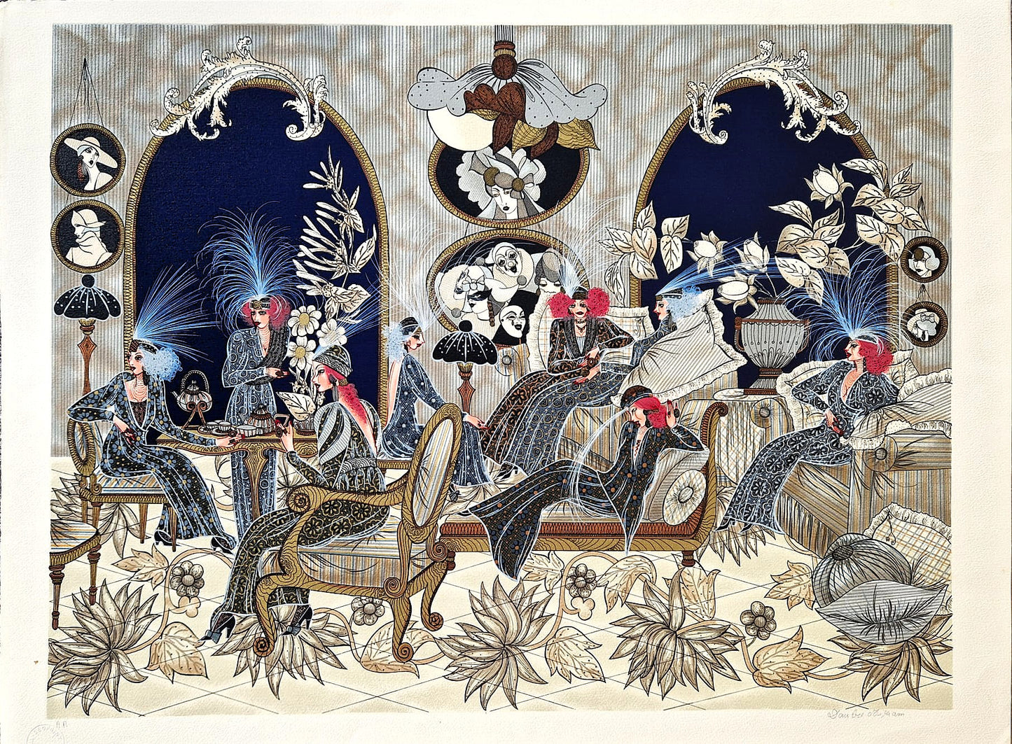 MIRIAM DAUBER - Le Salon (Unframed), Lithograph