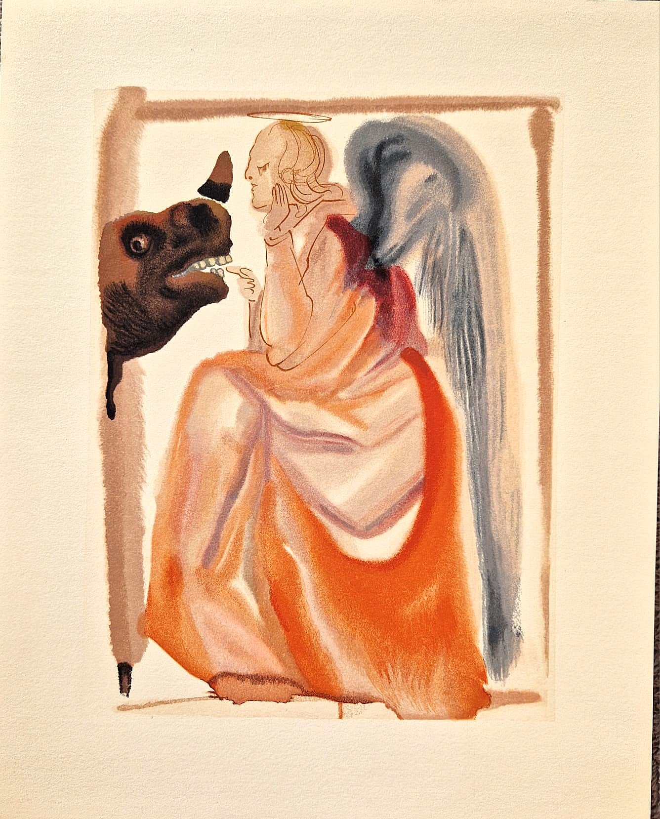 SALVADOR DALI - Cirkev a ríša (Dante - Božská komédia) (Nerámovaná drevorytina