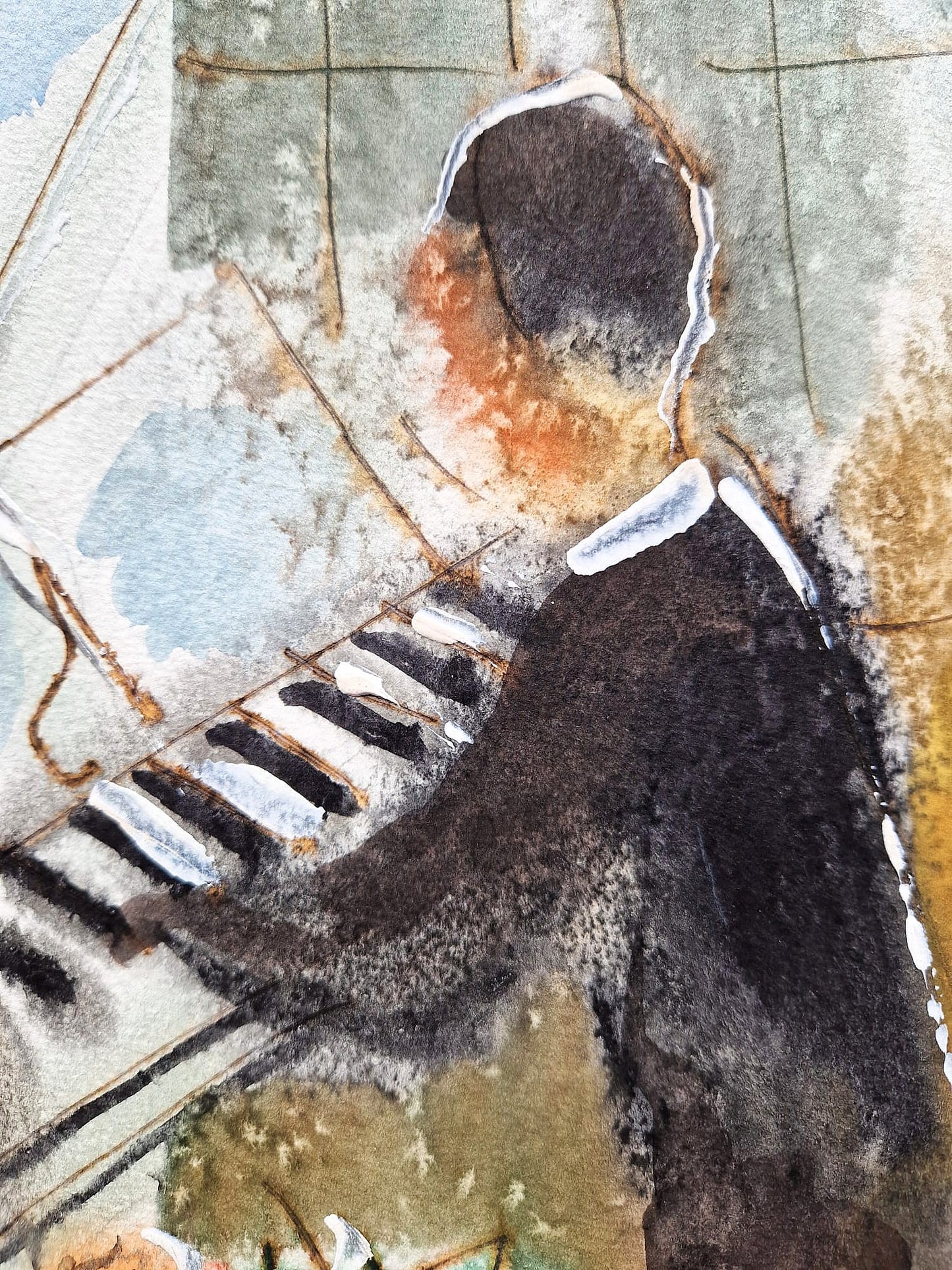 MICHAEL ROZENVAIN - The Sacred Melody (UNIQUE - Watercolor) (Unframed)