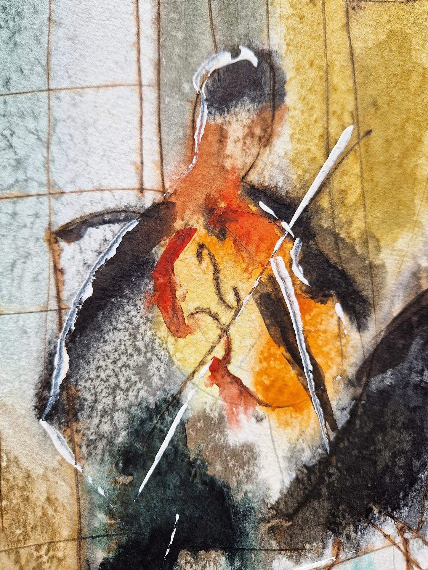 MICHAEL ROZENVAIN - The Sacred Melody (UNIQUE - Watercolor) (Unframed)