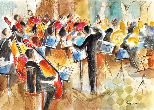 MICHAEL ROZENVAIN - The Maestro’s Command (UNIQUE - Watercolor) (Unframed)