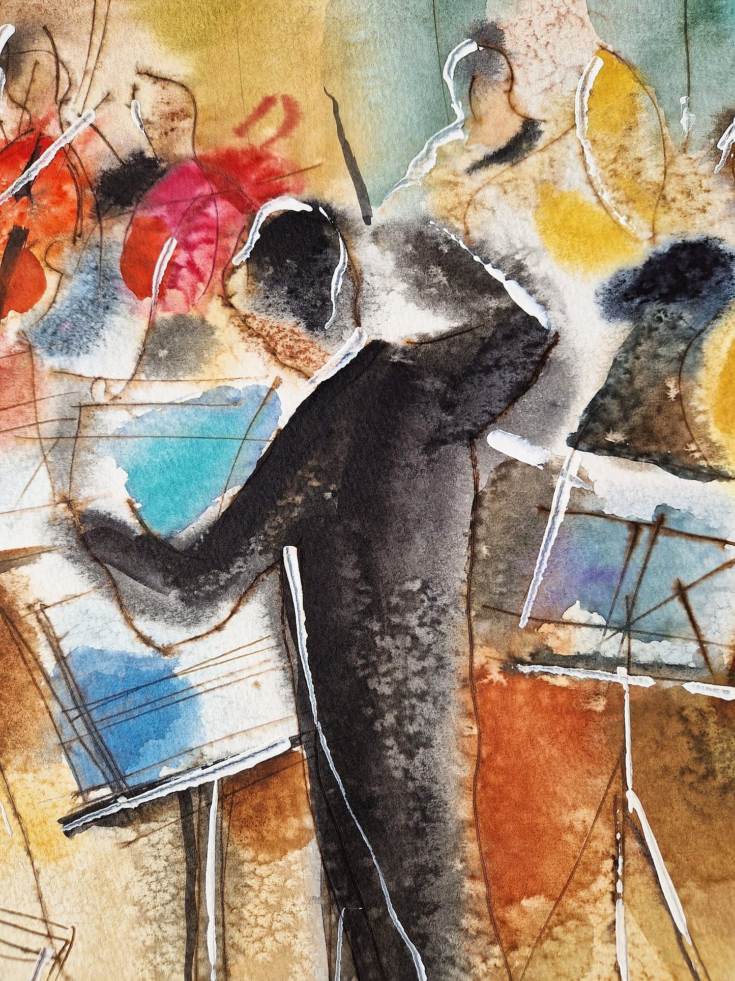 MICHAEL ROZENVAIN - The Maestro’s Command (UNIQUE - Watercolor) (Unframed)