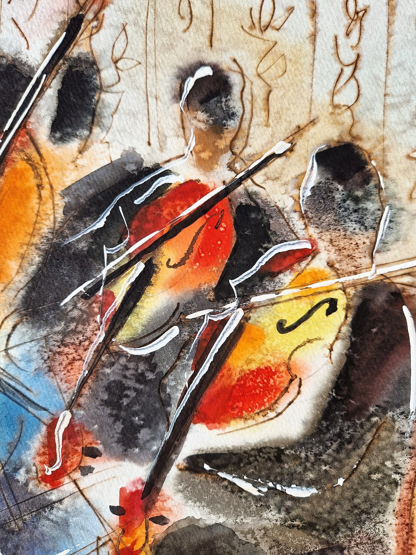 MICHAEL ROZENVAIN - String Quartet in Sunroom (UNIQUE - Watercolor) (Unframed)