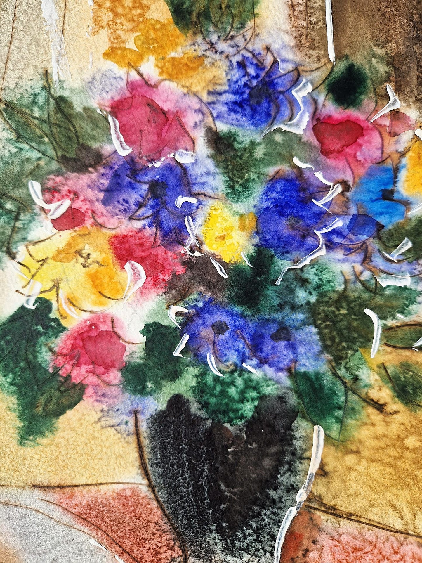 MICHAEL ROZENVAIN - String Quartet in Sunroom (UNIQUE - Watercolor) (Unframed)