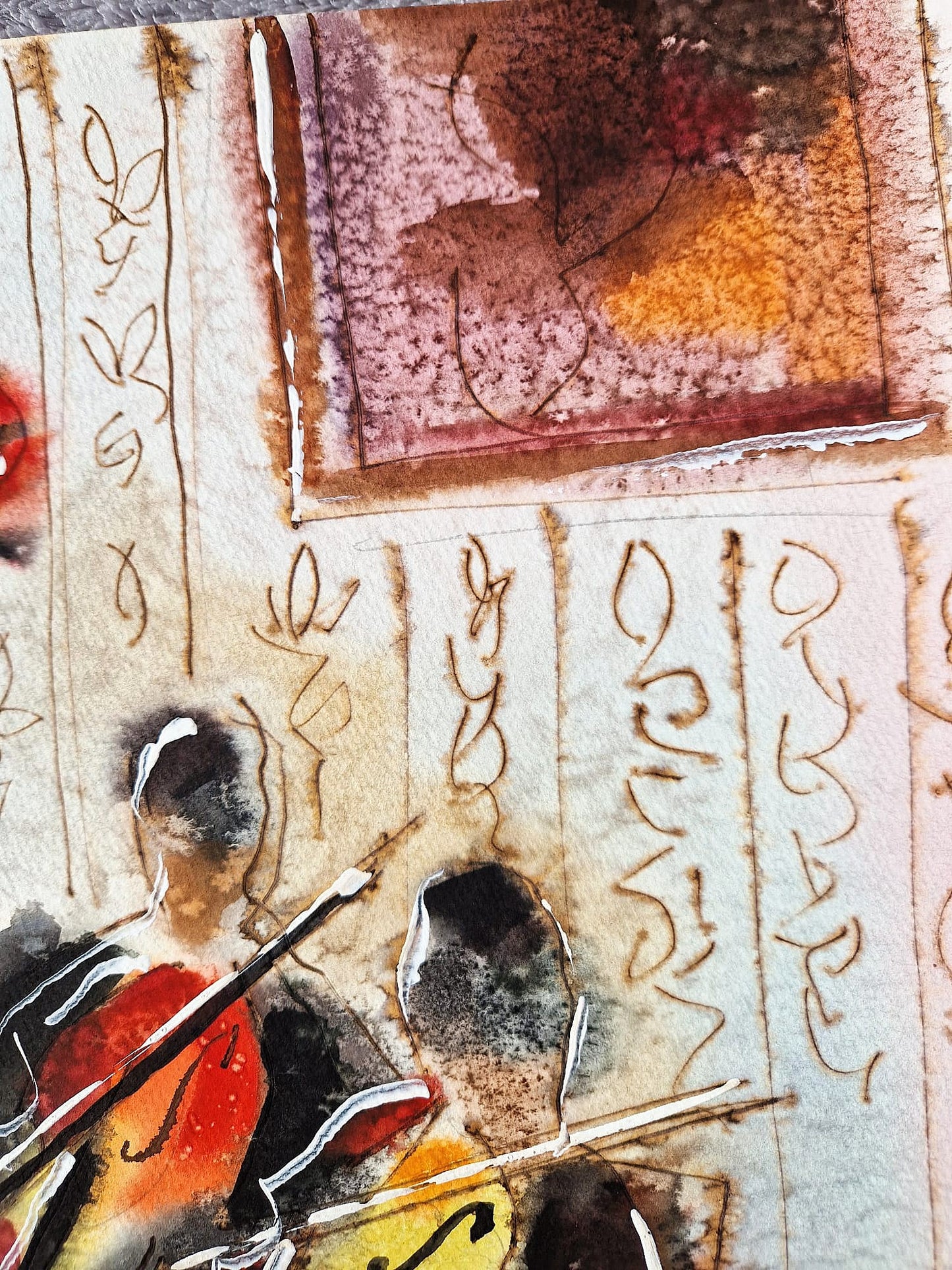 MICHAEL ROZENVAIN - String Quartet in Sunroom (UNIQUE - Watercolor) (Unframed)