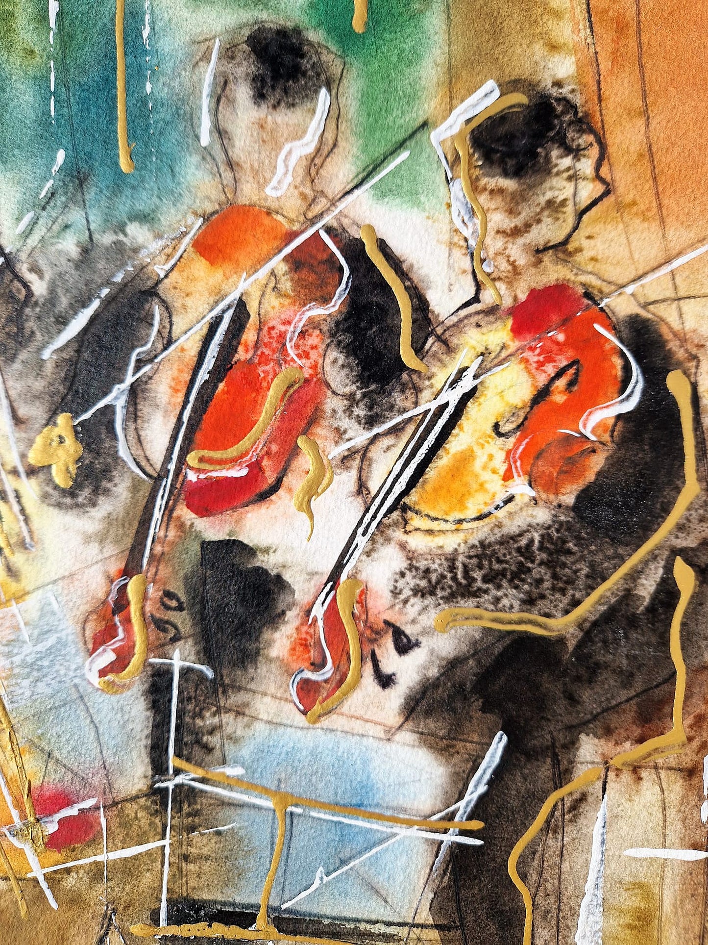 MICHAEL ROZENVAIN - The Terrace Recital (UNIQUE - Watercolor) (Unframed)