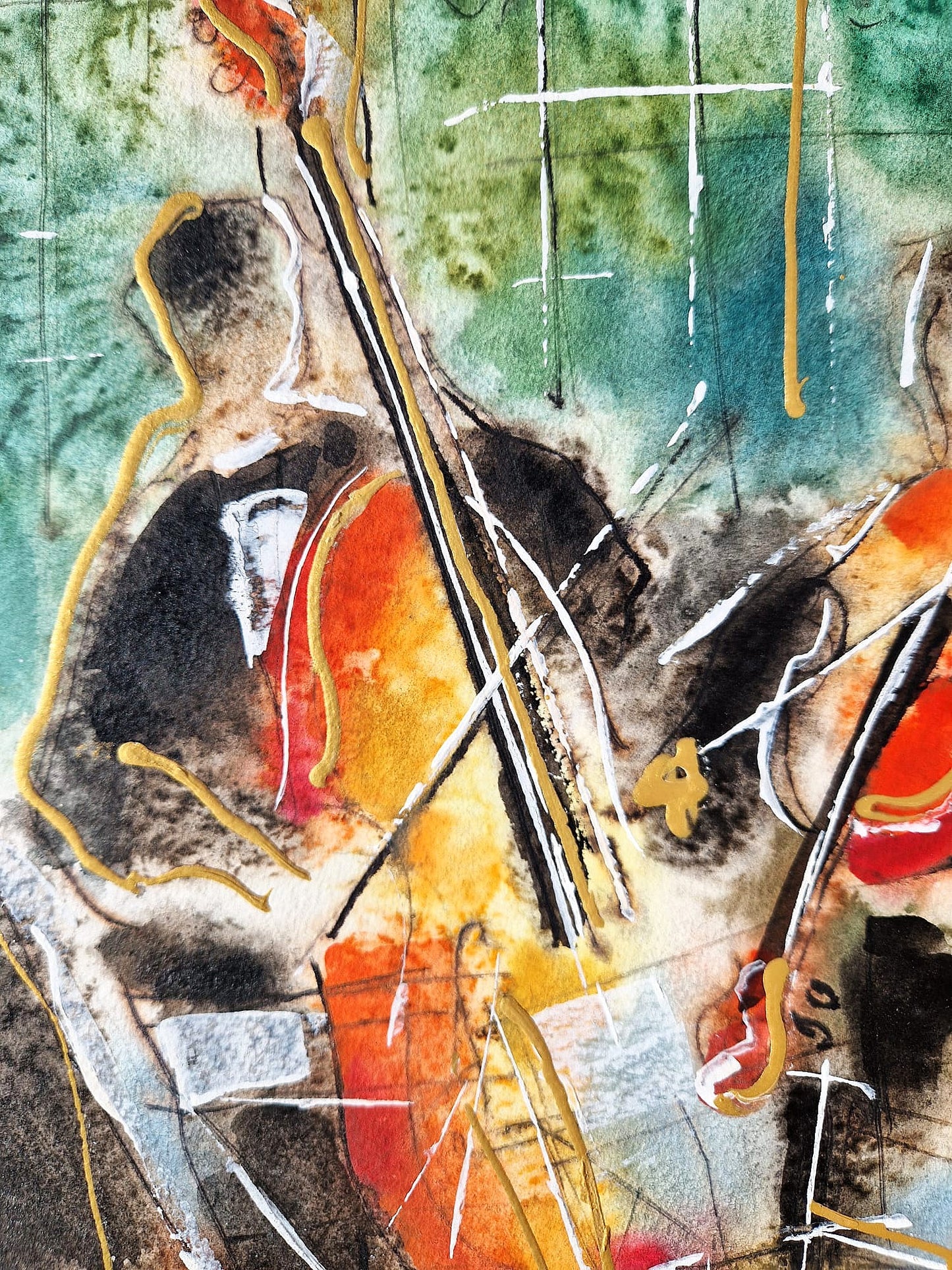 MICHAEL ROZENVAIN - The Terrace Recital (UNIQUE - Watercolor) (Unframed)