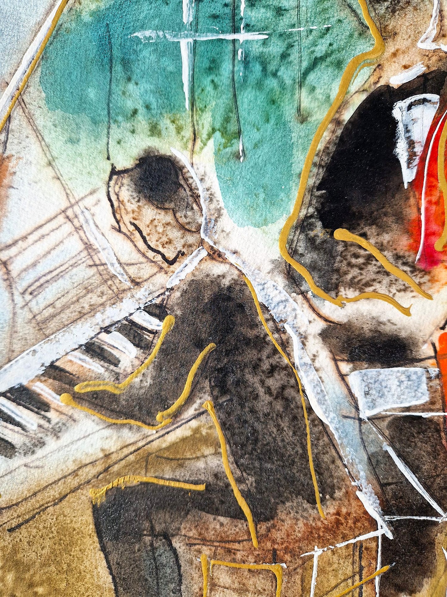 MICHAEL ROZENVAIN - The Terrace Recital (UNIQUE - Watercolor) (Unframed)