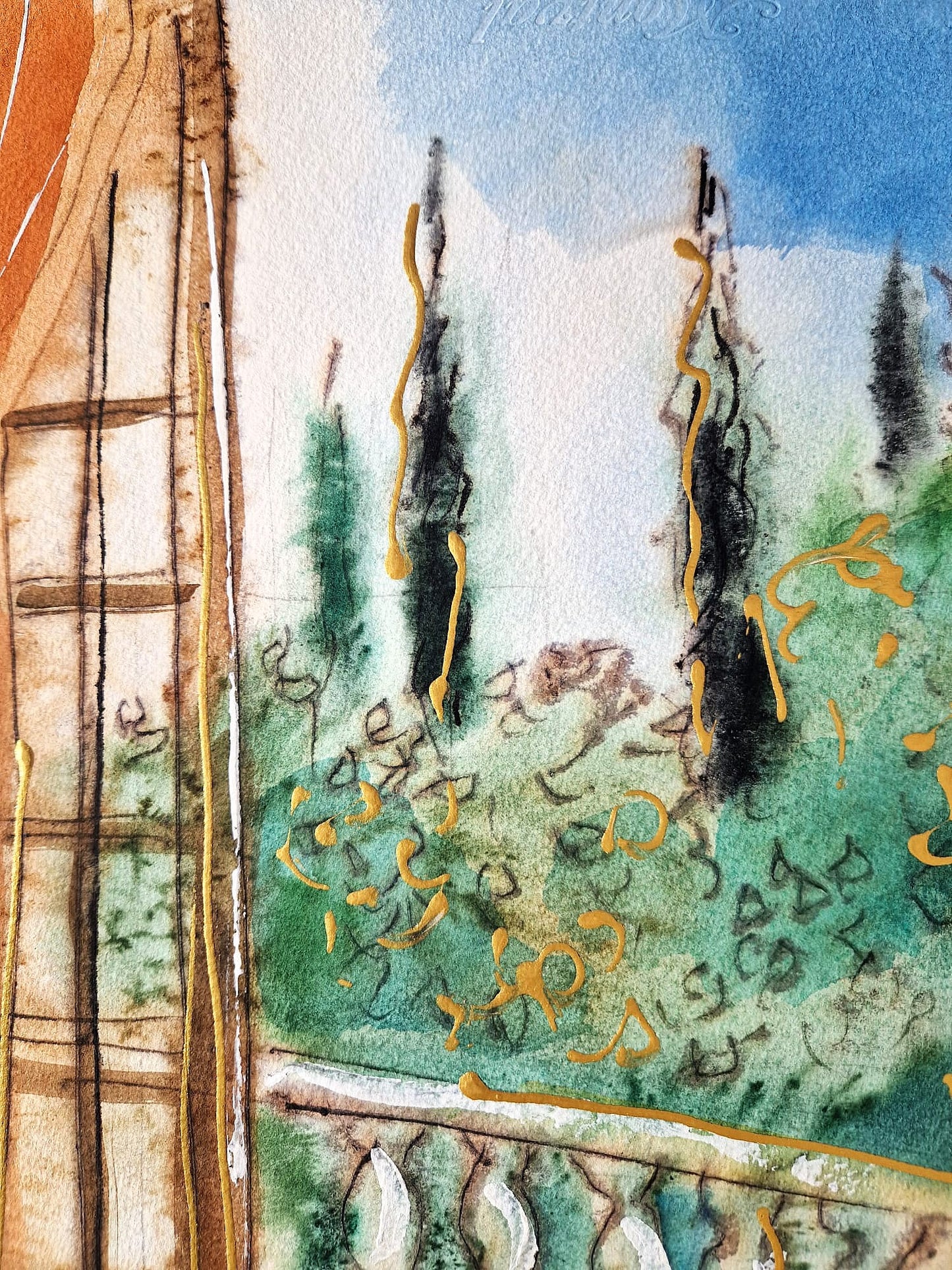 MICHAEL ROZENVAIN - The Terrace Recital (UNIQUE - Watercolor) (Unframed)