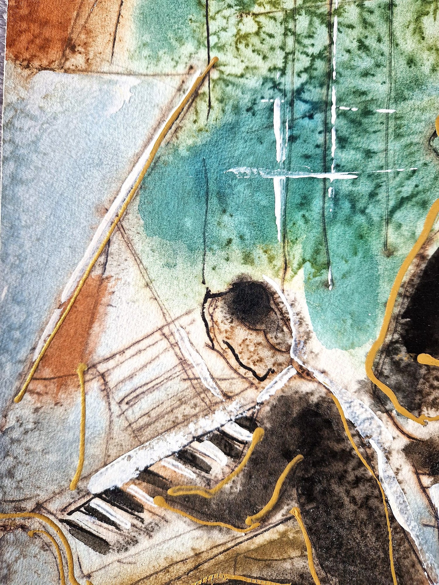 MICHAEL ROZENVAIN - The Terrace Recital (UNIQUE - Watercolor) (Unframed)