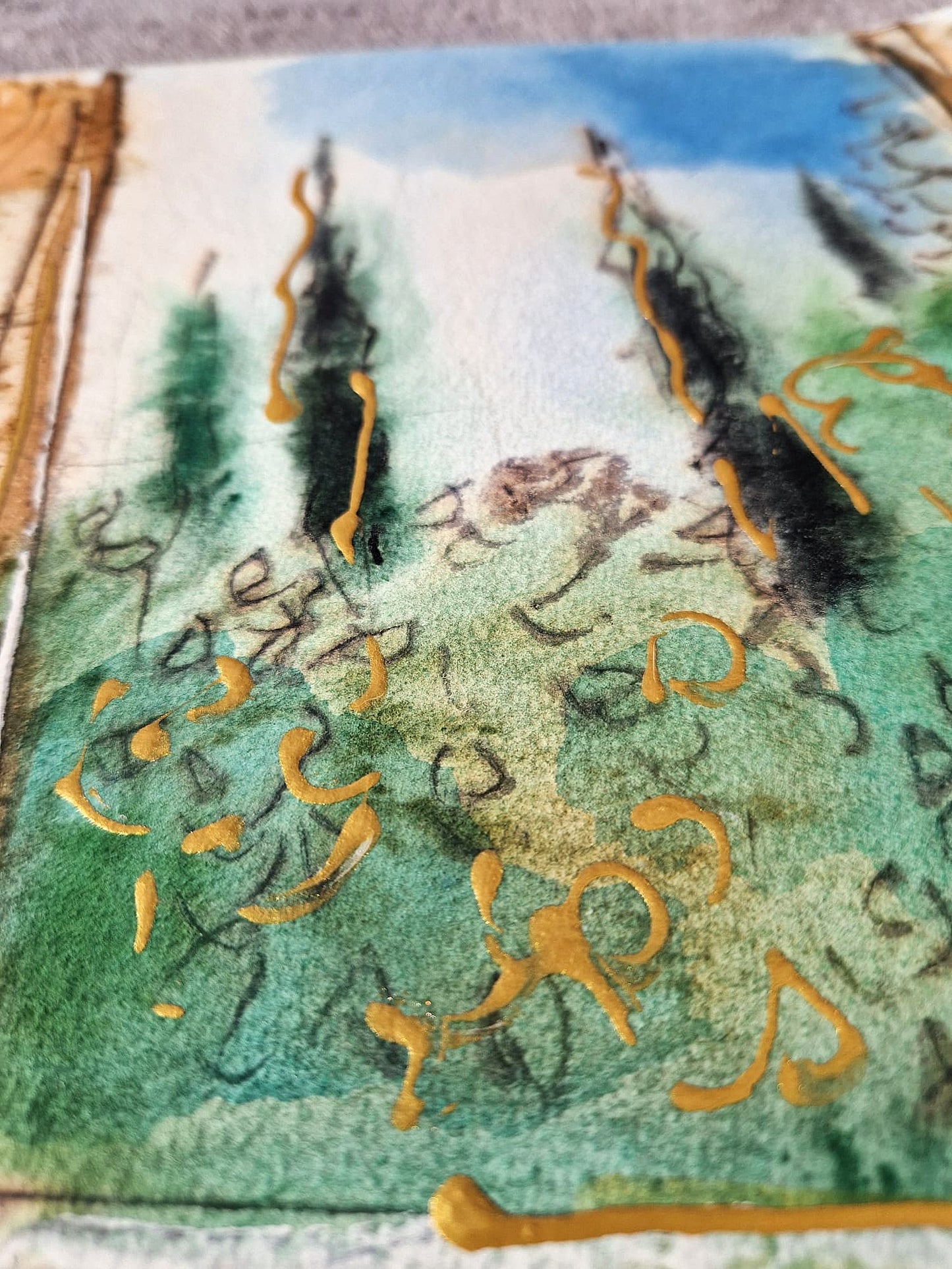 MICHAEL ROZENVAIN - The Terrace Recital (UNIQUE - Watercolor) (Unframed)