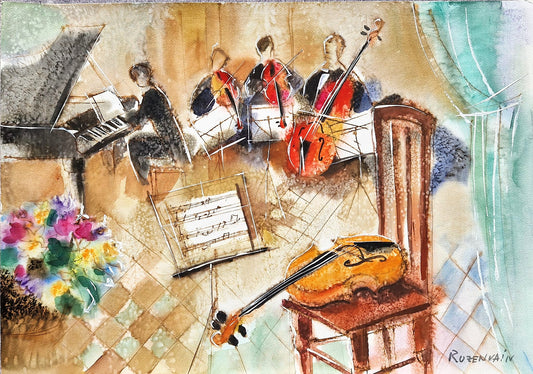 MICHAEL ROZENVAIN - The Melodic Resonance (UNIQUE - Watercolor) (Unframed)