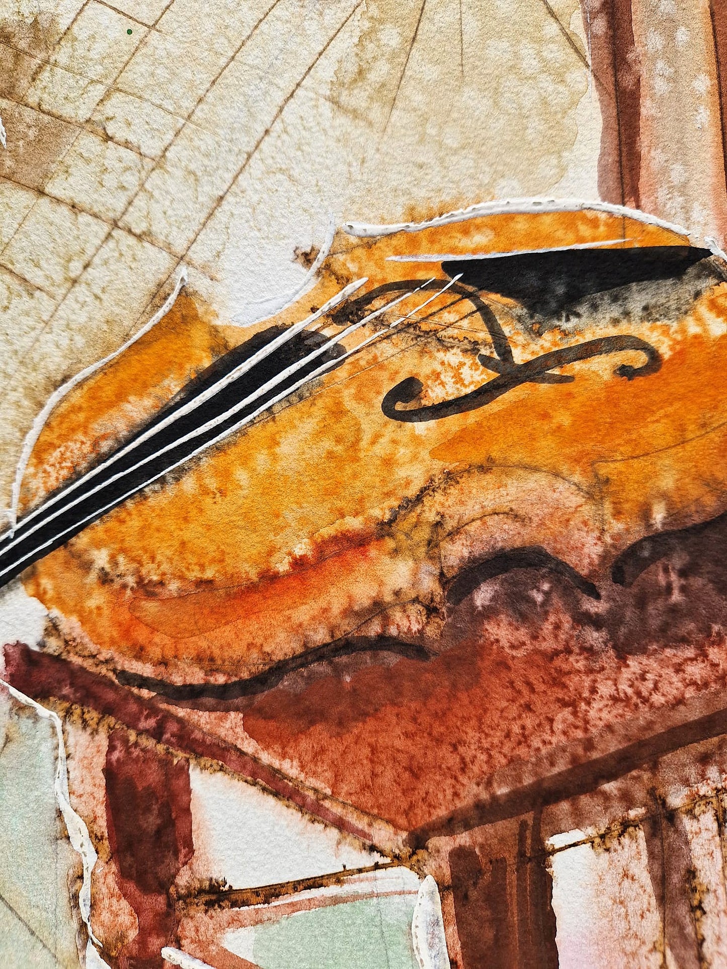 MICHAEL ROZENVAIN - The Melodic Resonance (UNIQUE - Watercolor) (Unframed)