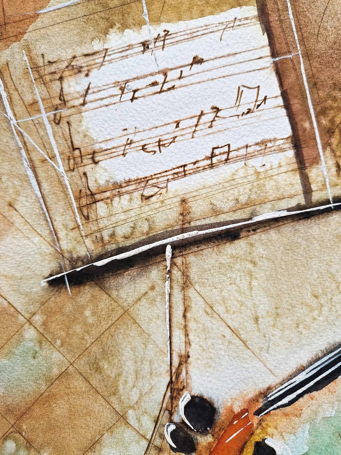 MICHAEL ROZENVAIN - The Melodic Resonance (UNIQUE - Watercolor) (Unframed)