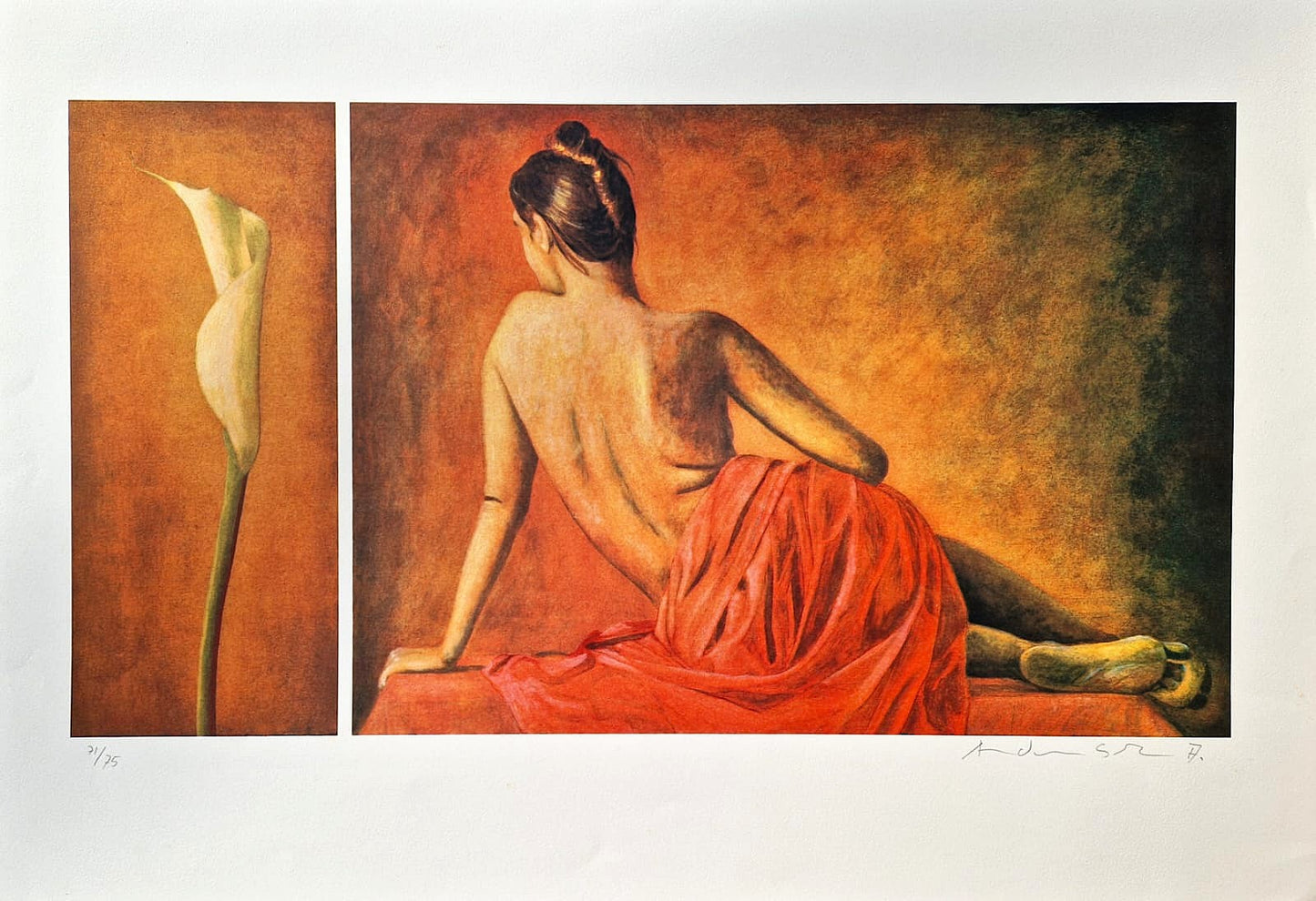 ANDREAS SCHOLZ - Akt mit Calla Links (Unframed), Lithograph