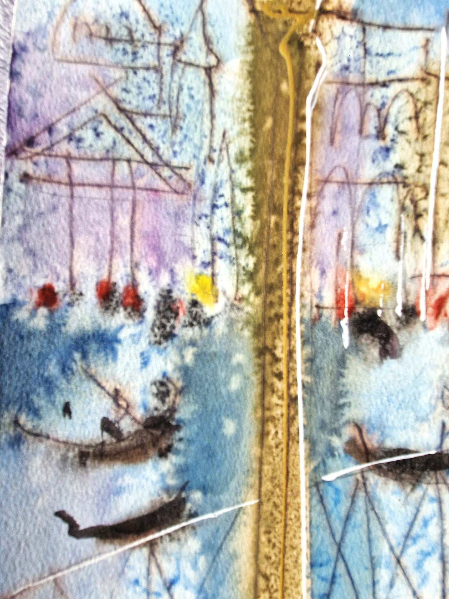 MICHAEL ROZENVAIN - Musical Venice  (UNIQUE - Watercolor) (Unframed)