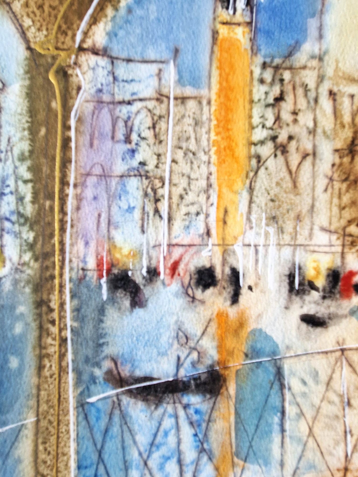 MICHAEL ROZENVAIN - Musical Venice  (UNIQUE - Watercolor) (Unframed)