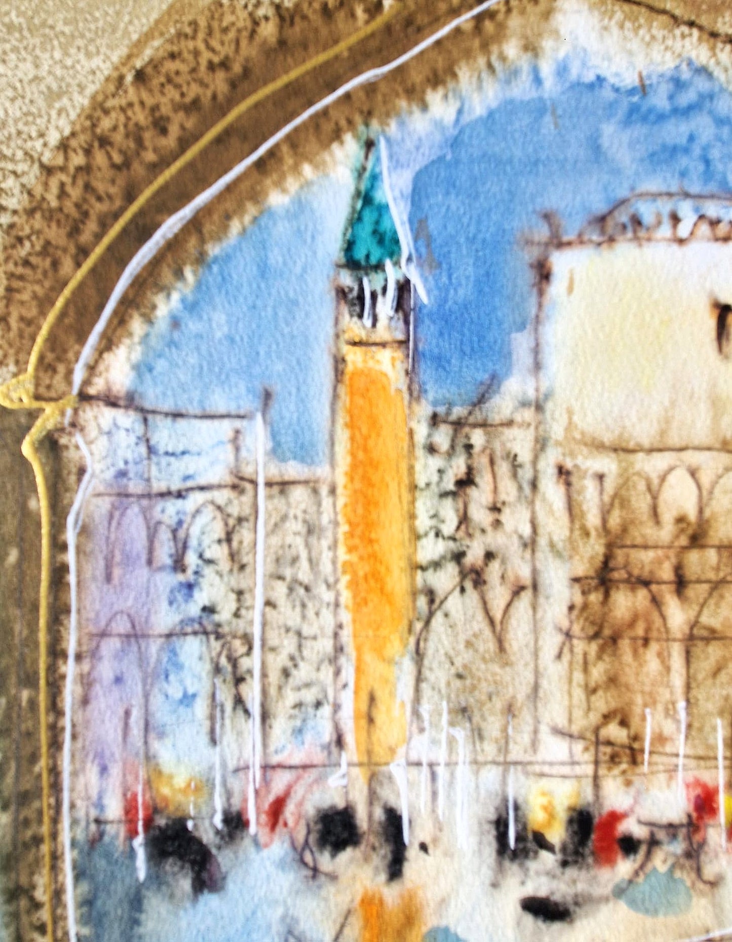MICHAEL ROZENVAIN - Musical Venice  (UNIQUE - Watercolor) (Unframed)