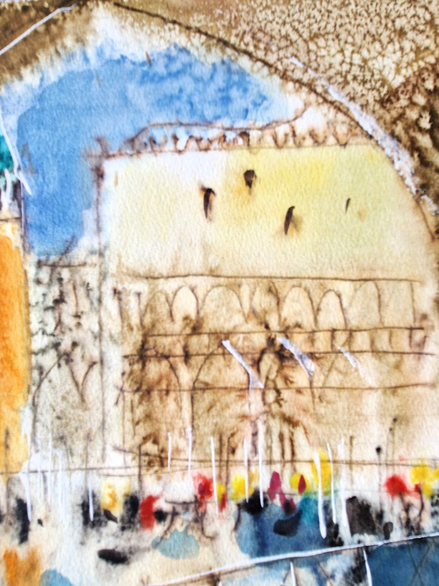 MICHAEL ROZENVAIN - Musical Venice  (UNIQUE - Watercolor) (Unframed)
