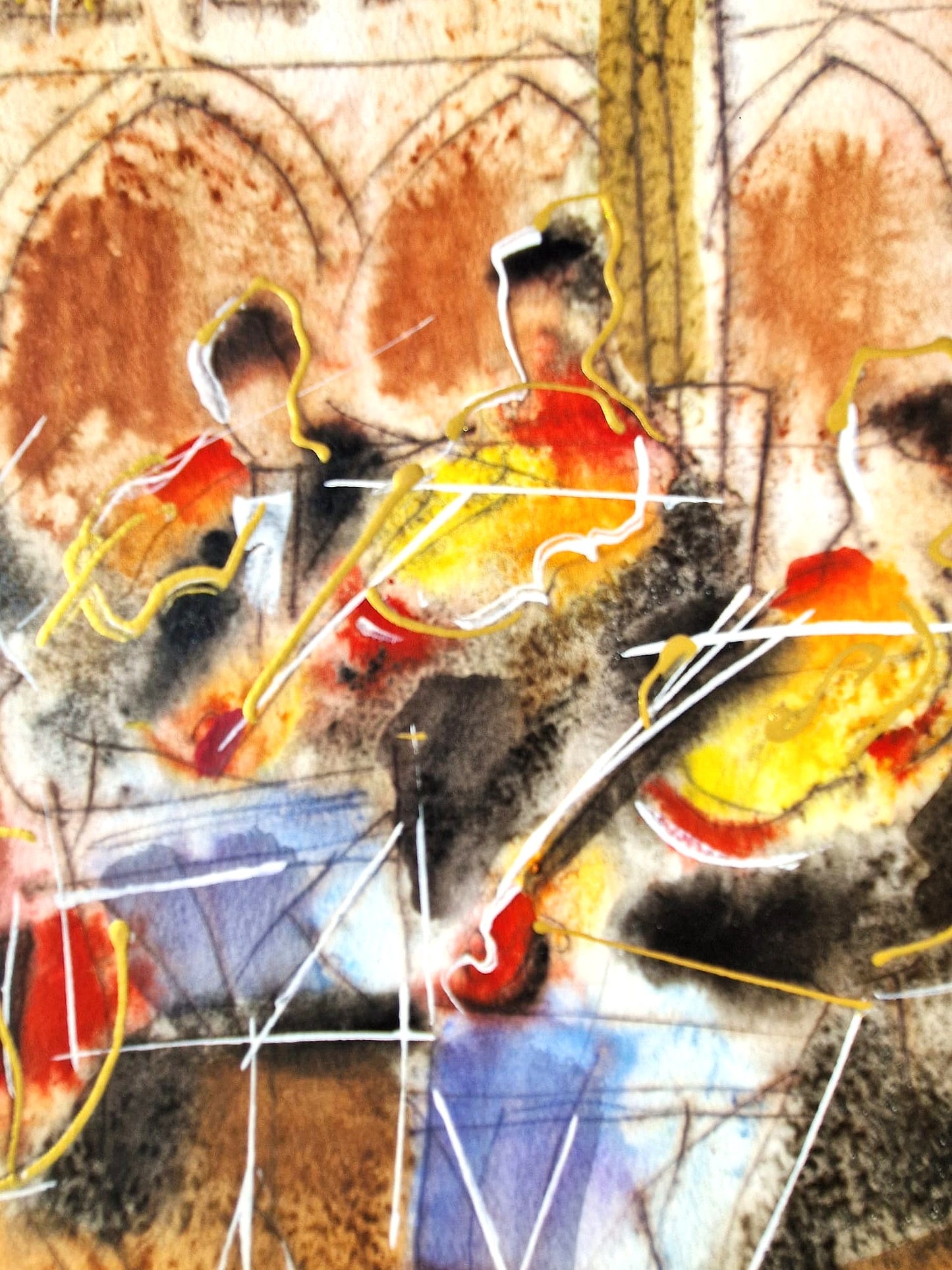 MICHAEL ROZENVAIN - Musical Venice  (UNIQUE - Watercolor) (Unframed)