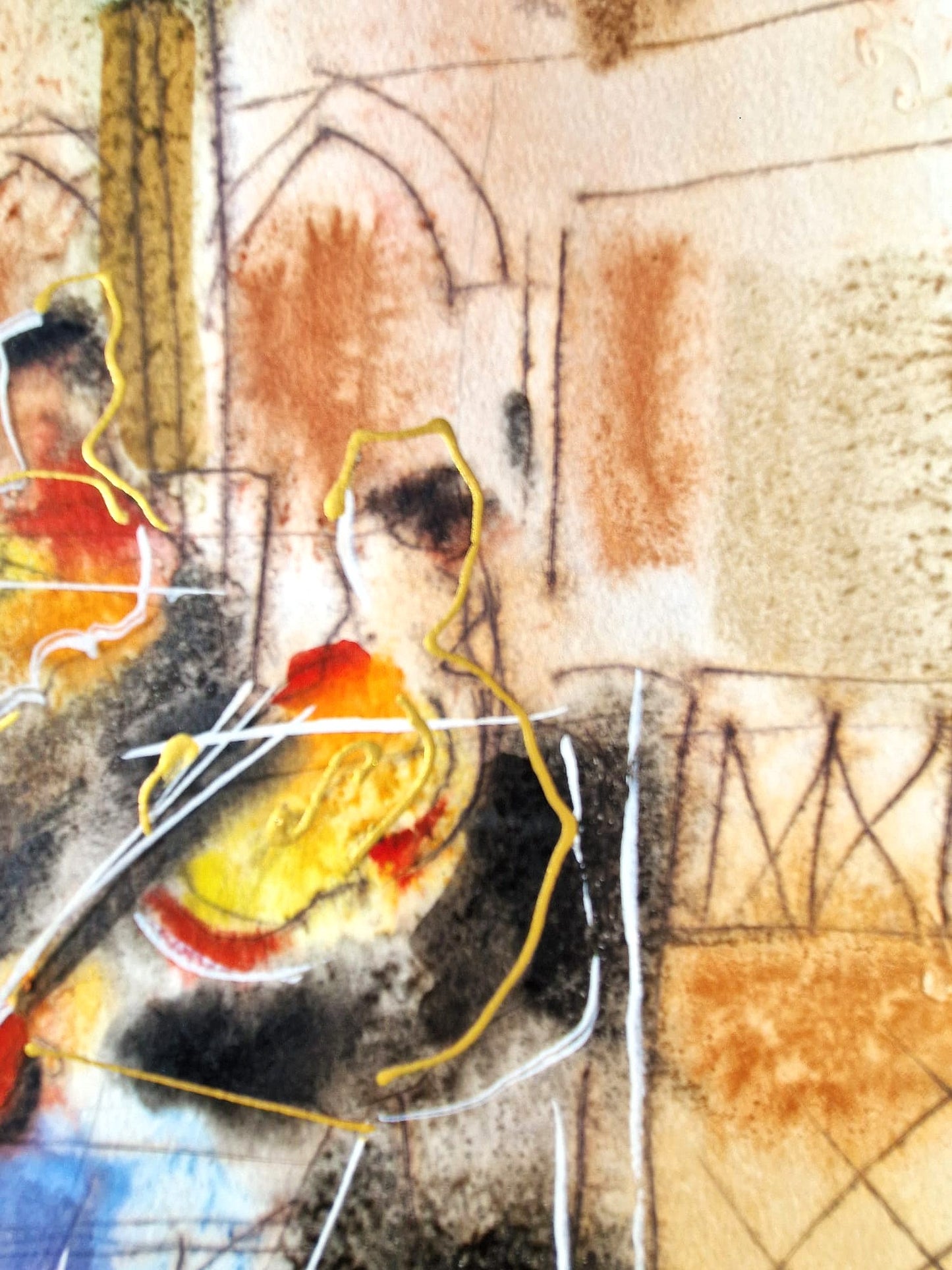 MICHAEL ROZENVAIN - Musical Venice  (UNIQUE - Watercolor) (Unframed)